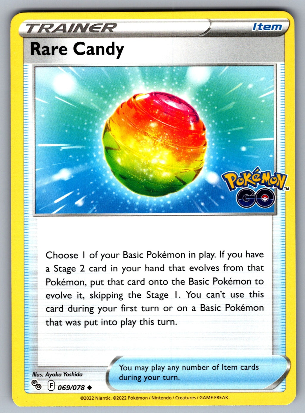 Rare Candy Uncommon Pokemon GO 069/078 NM 2022