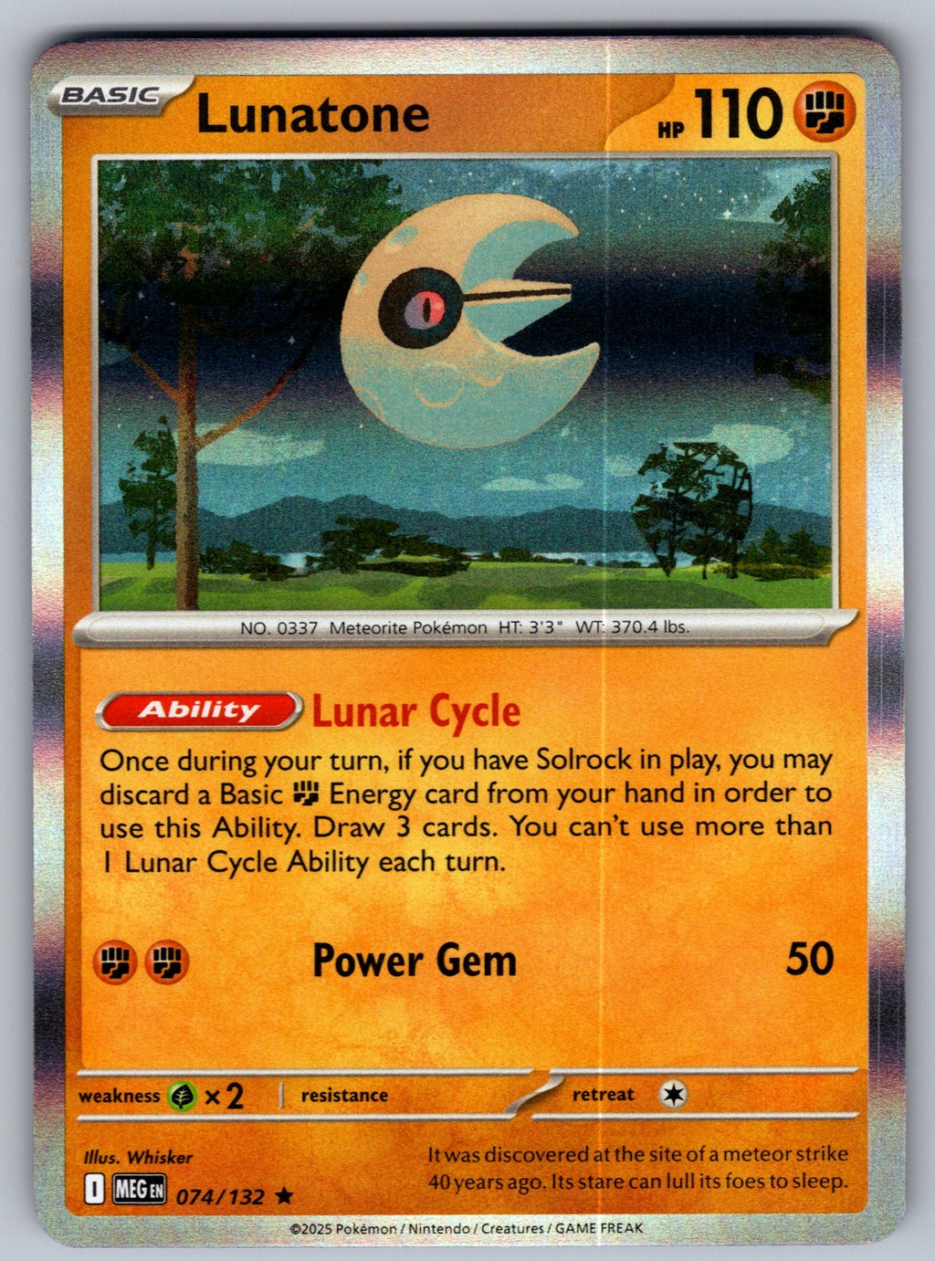 Lunatone Holo Rare ME01: Mega Evolution 074/132 NM 2025