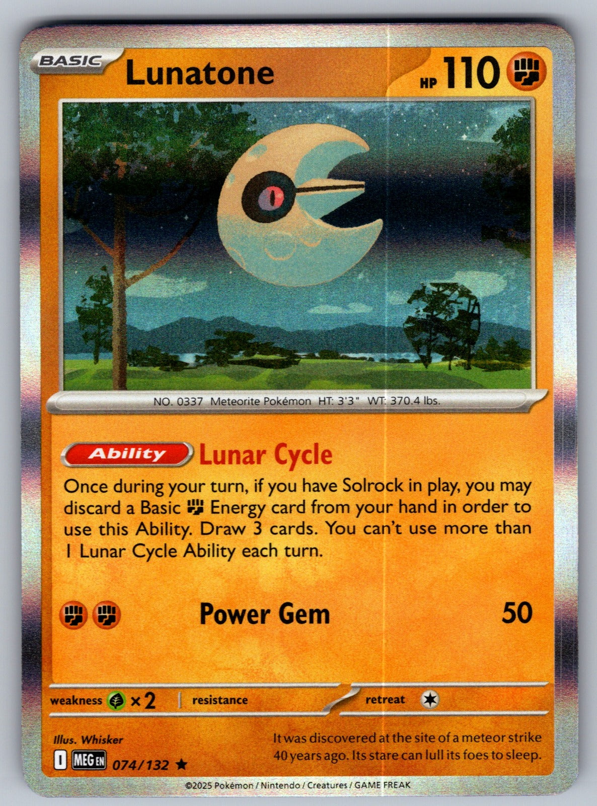 Lunatone Holo Rare ME01: Mega Evolution 074/132 NM 2025
