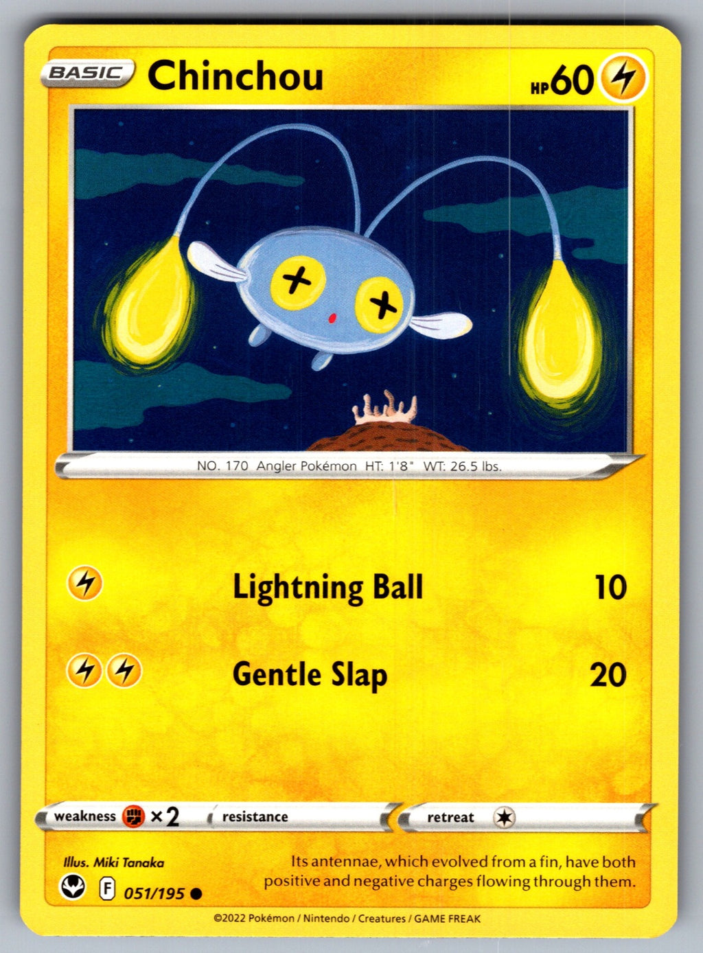 Chinchou Common SWSH12: Silver Tempest 051/195 NM 2022