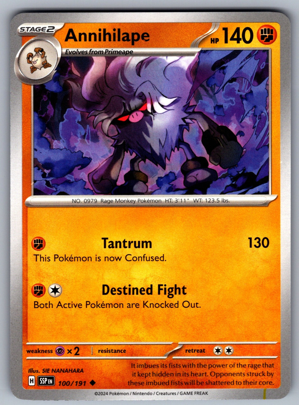 Annihilape Uncommon SV08: Surging Sparks 100/191 NM 2024