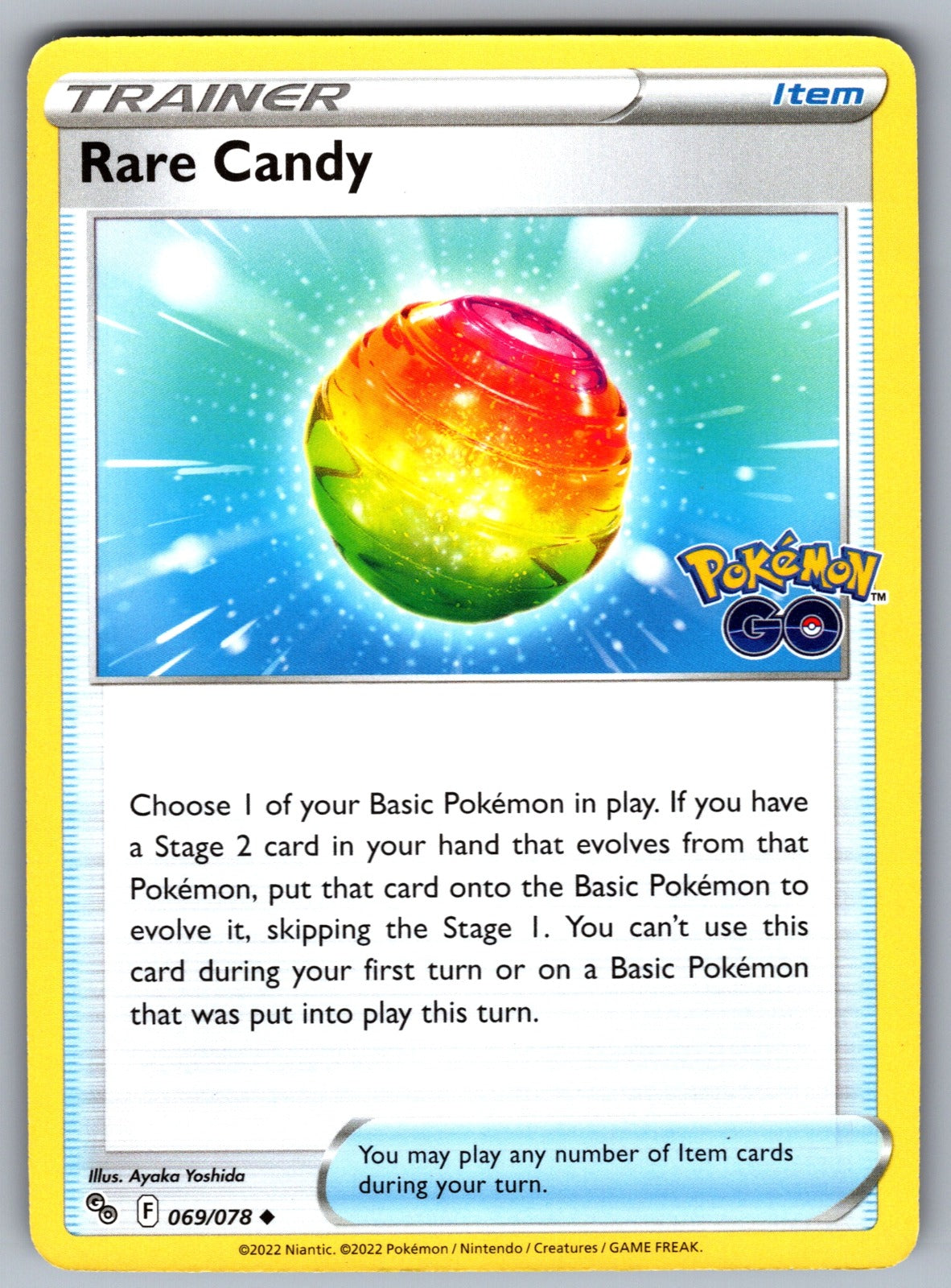 Rare Candy Uncommon Pokemon GO 069/078 NM 2022