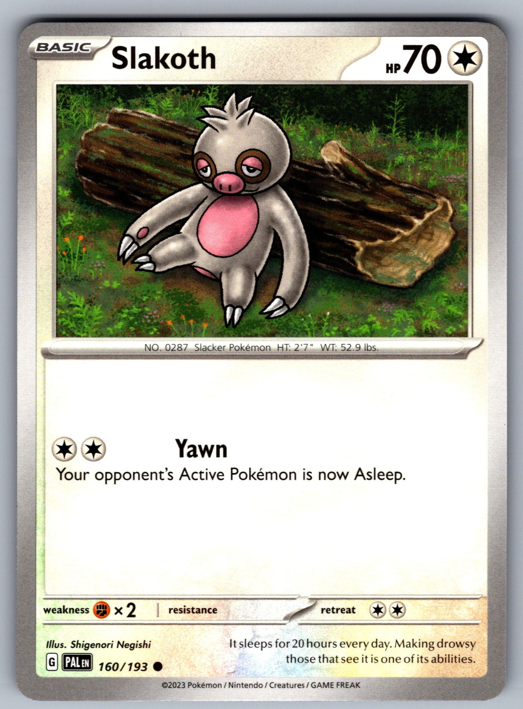 Slakoth Common SV02: Paldea Evolved 160/193 NM 2023
