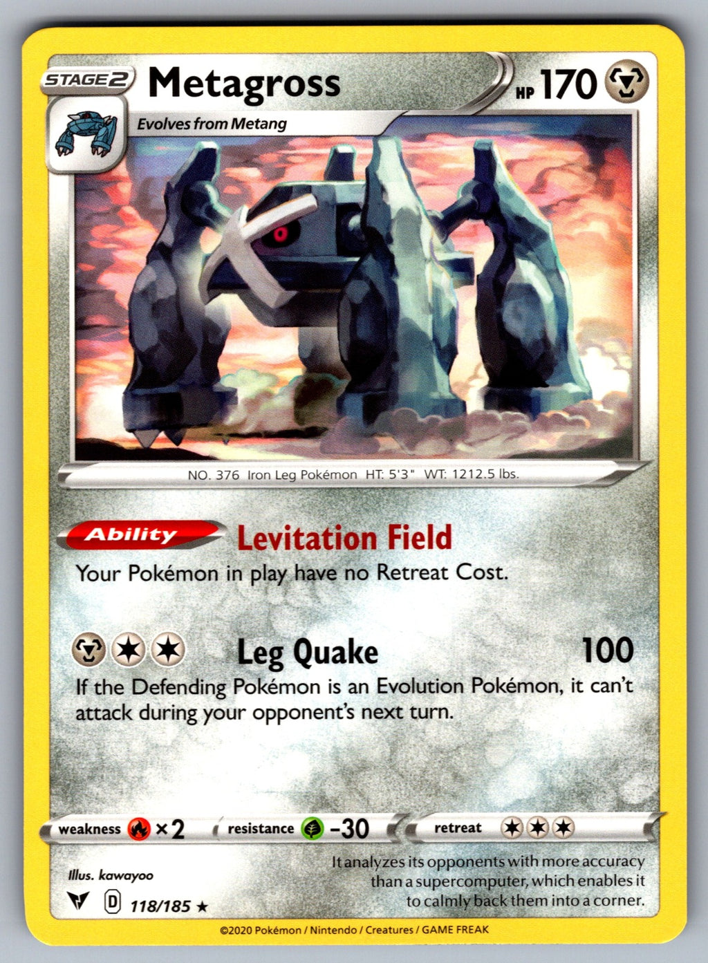 Metagross Rare SWSH04: Vivid Voltage 118/185 NM 2020