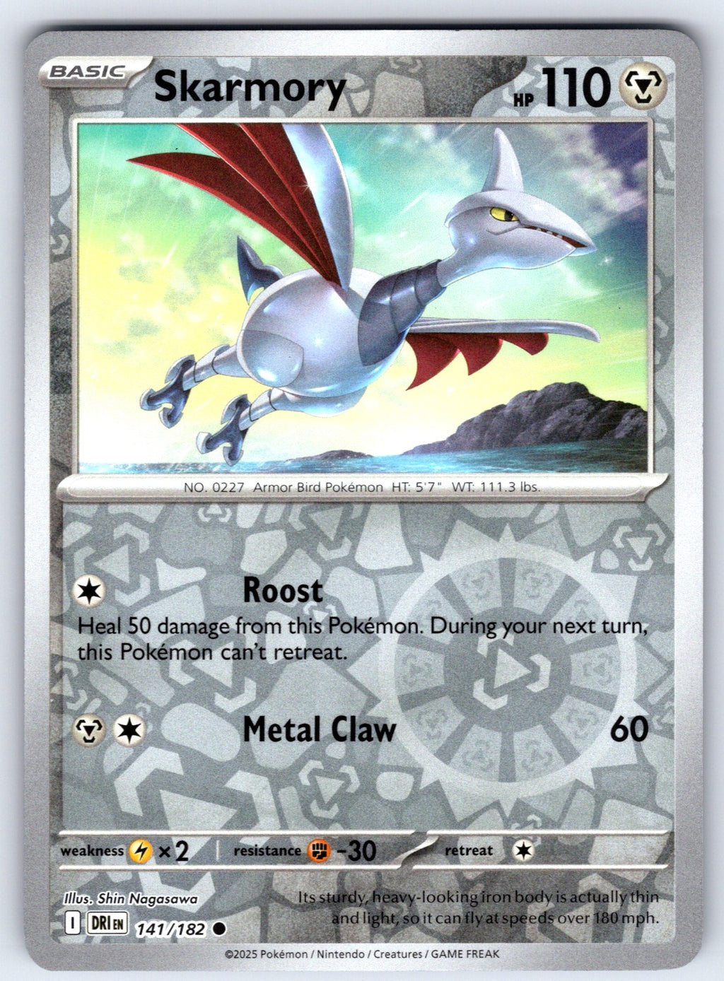Skarmory Reverse Holo Common SV10: Destined Rivals 141/182 NM 2025