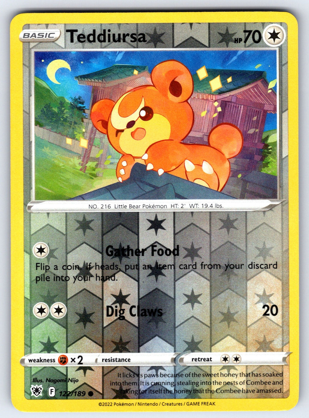 Teddiursa Reverse Holo Common SWSH10: Astral Radiance 122/189 NM 2022