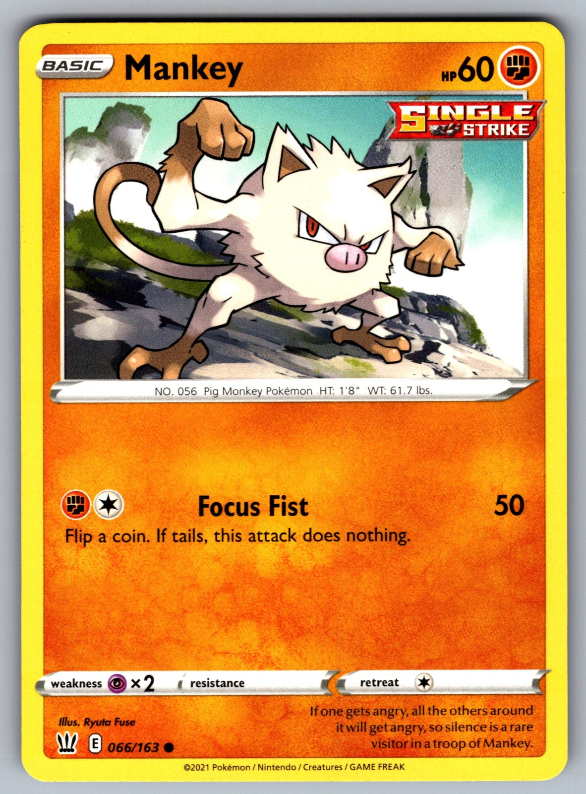 Mankey Common SWSH05: Battle Styles 066/163 NM 2021