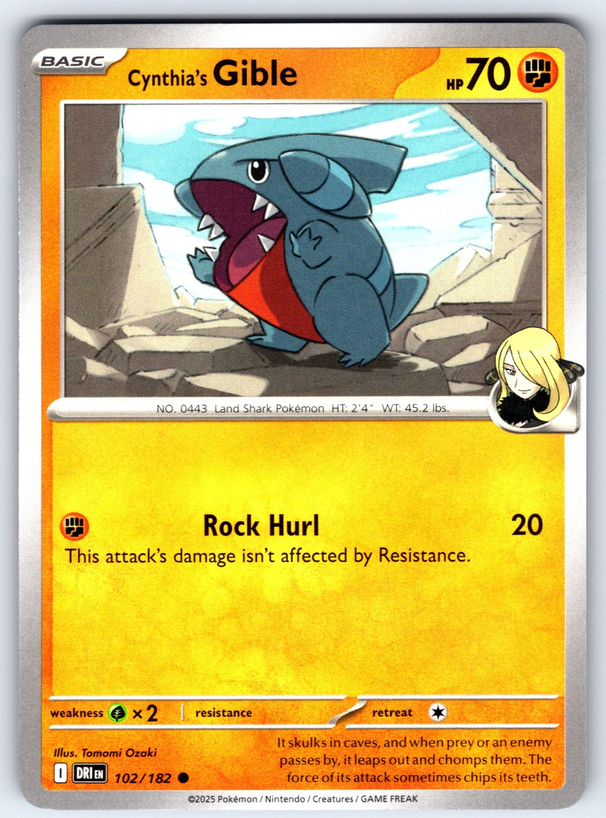 Cynthia's Gible Common SV10: Destined Rivals 102/182 NM 2025