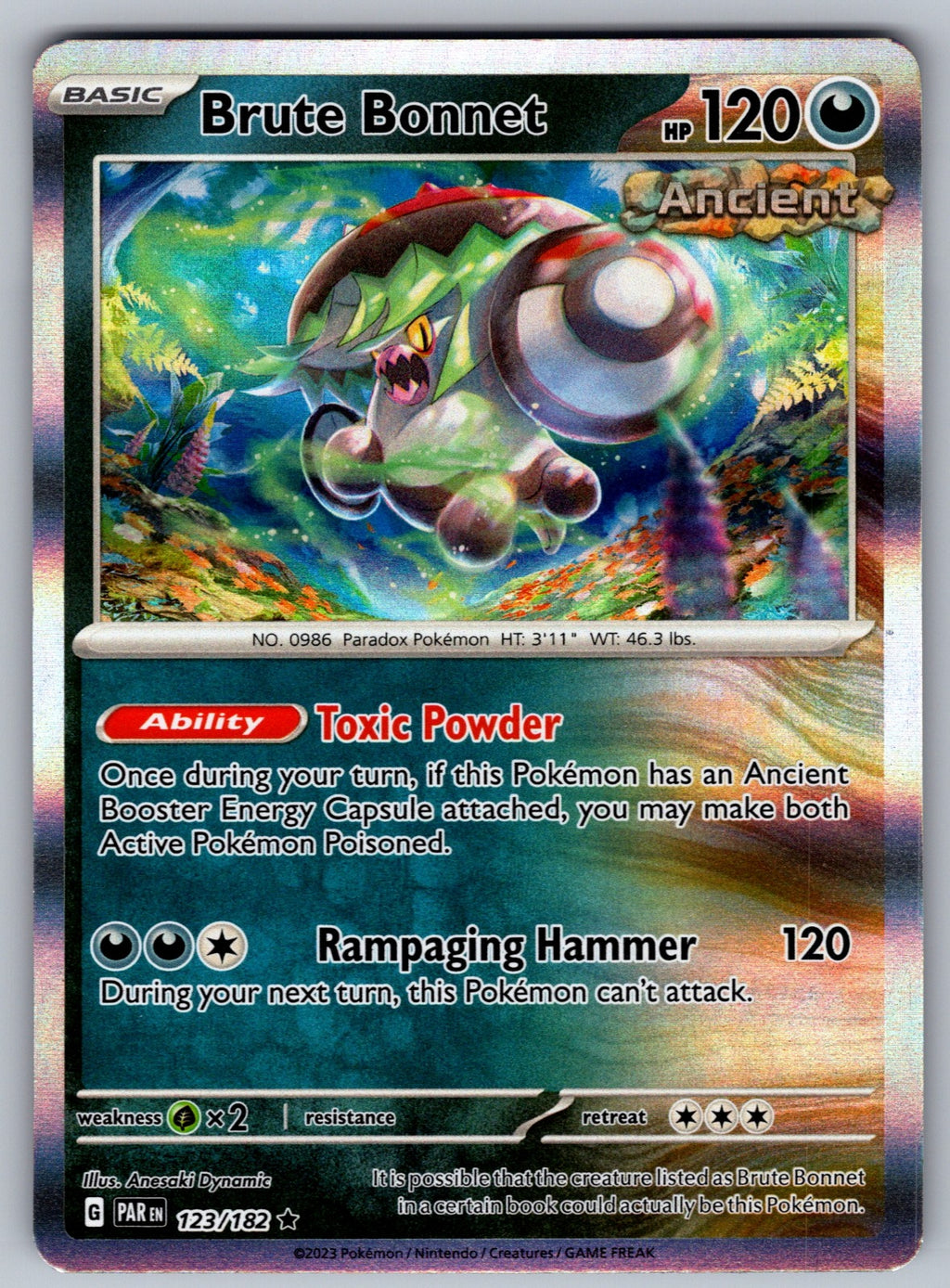 Brute Bonnet - Holo Rare SV04: Paradox Rift 123/182 NM 2023