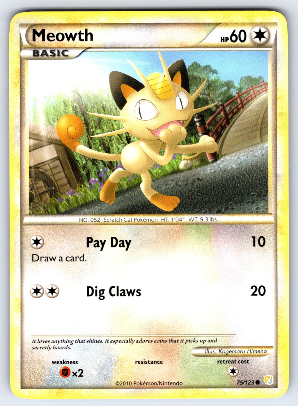 Meowth Common HeartGold SoulSilver 75/123 LP 2010