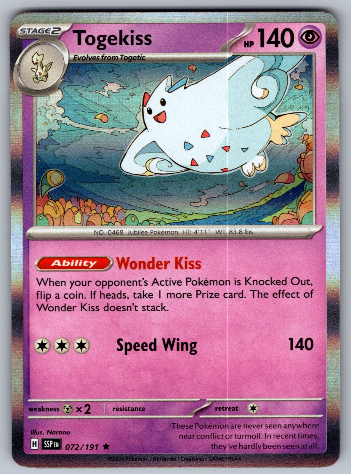 Togekiss Holo Rare SV08: Surging Sparks 072/191 NM 2024
