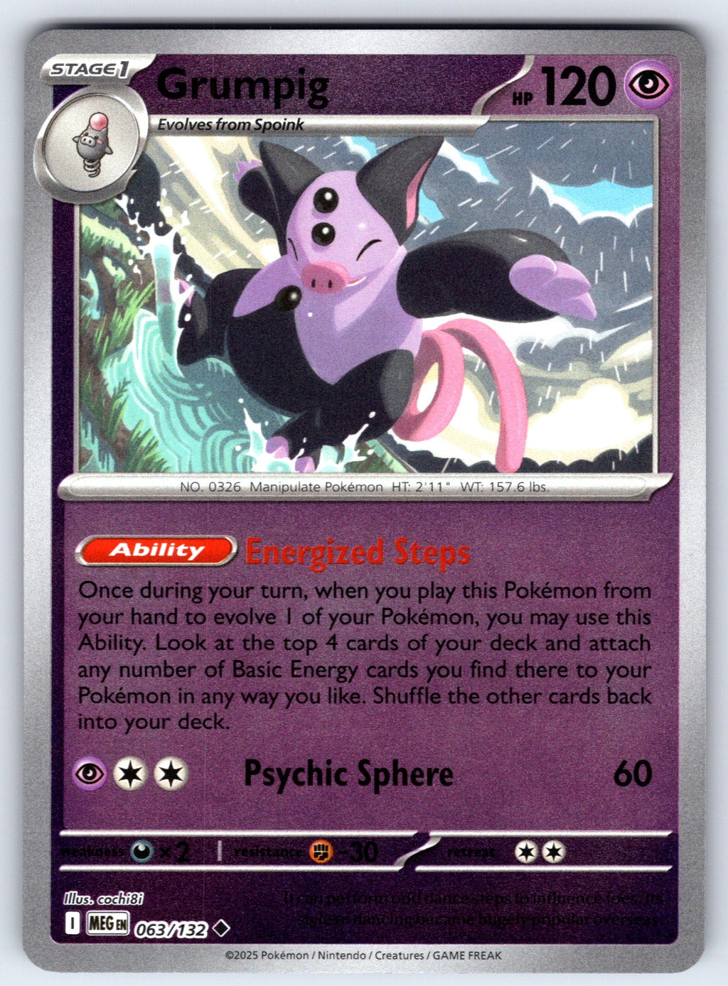 Grumpig Reverse Holo Uncommon ME01: Mega Evolution 063/132 NM 2025