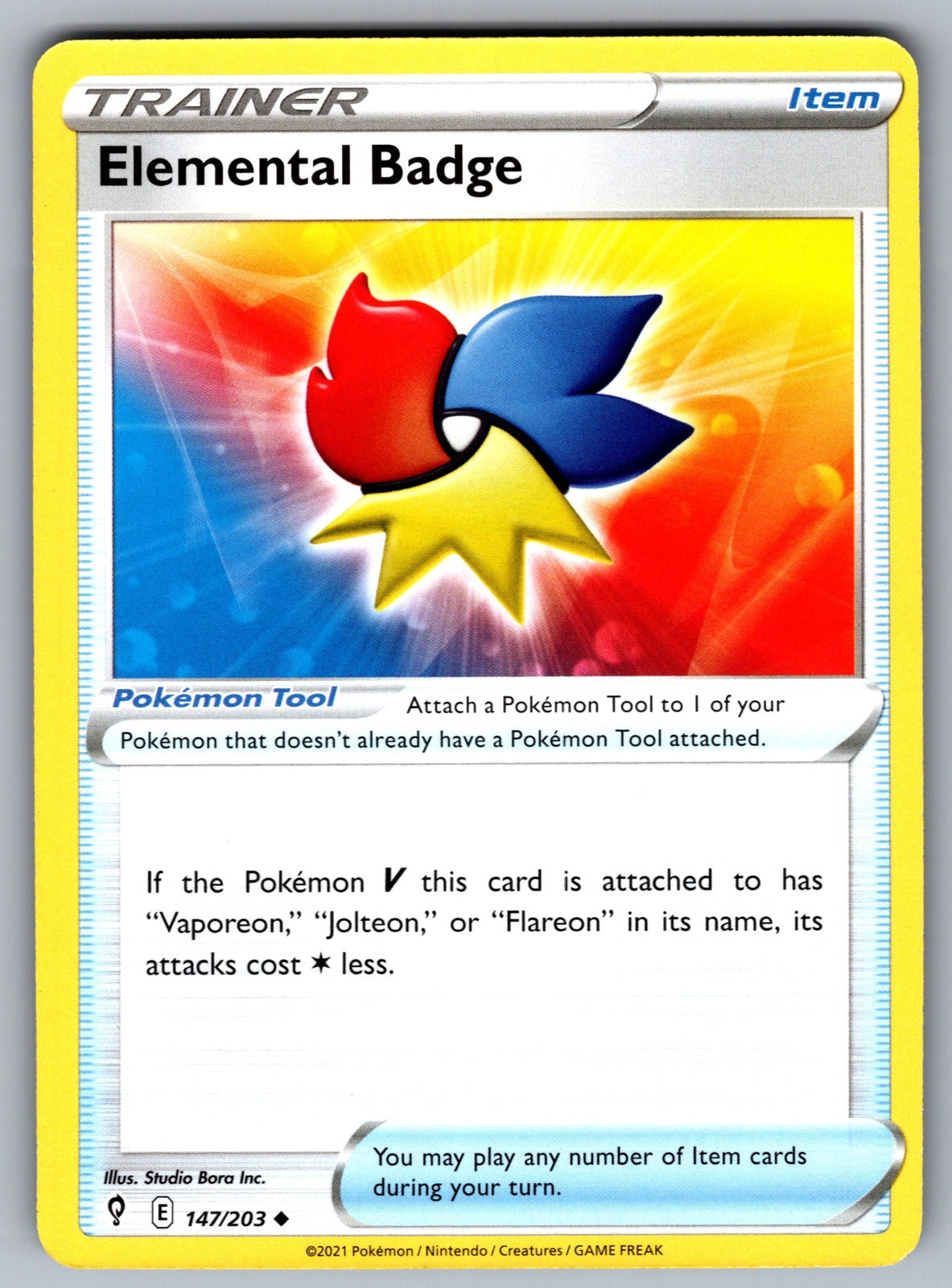 Elemental Badge Uncommon SWSH07: Evolving Skies 147/203 NM 2021