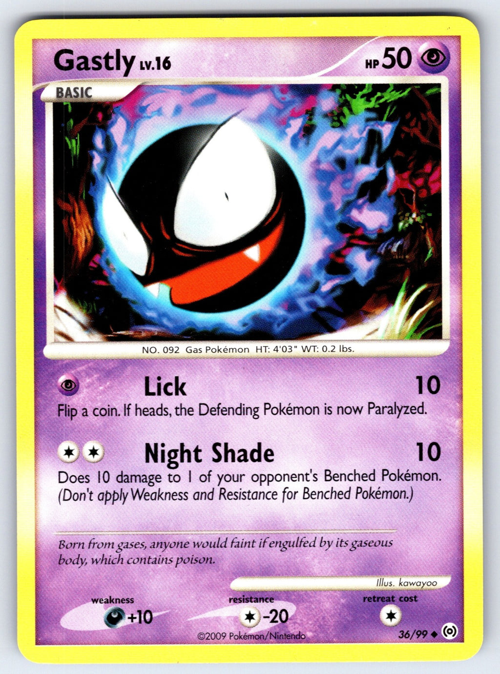 Gastly (36) Uncommon Arceus 36/99 LP 2009