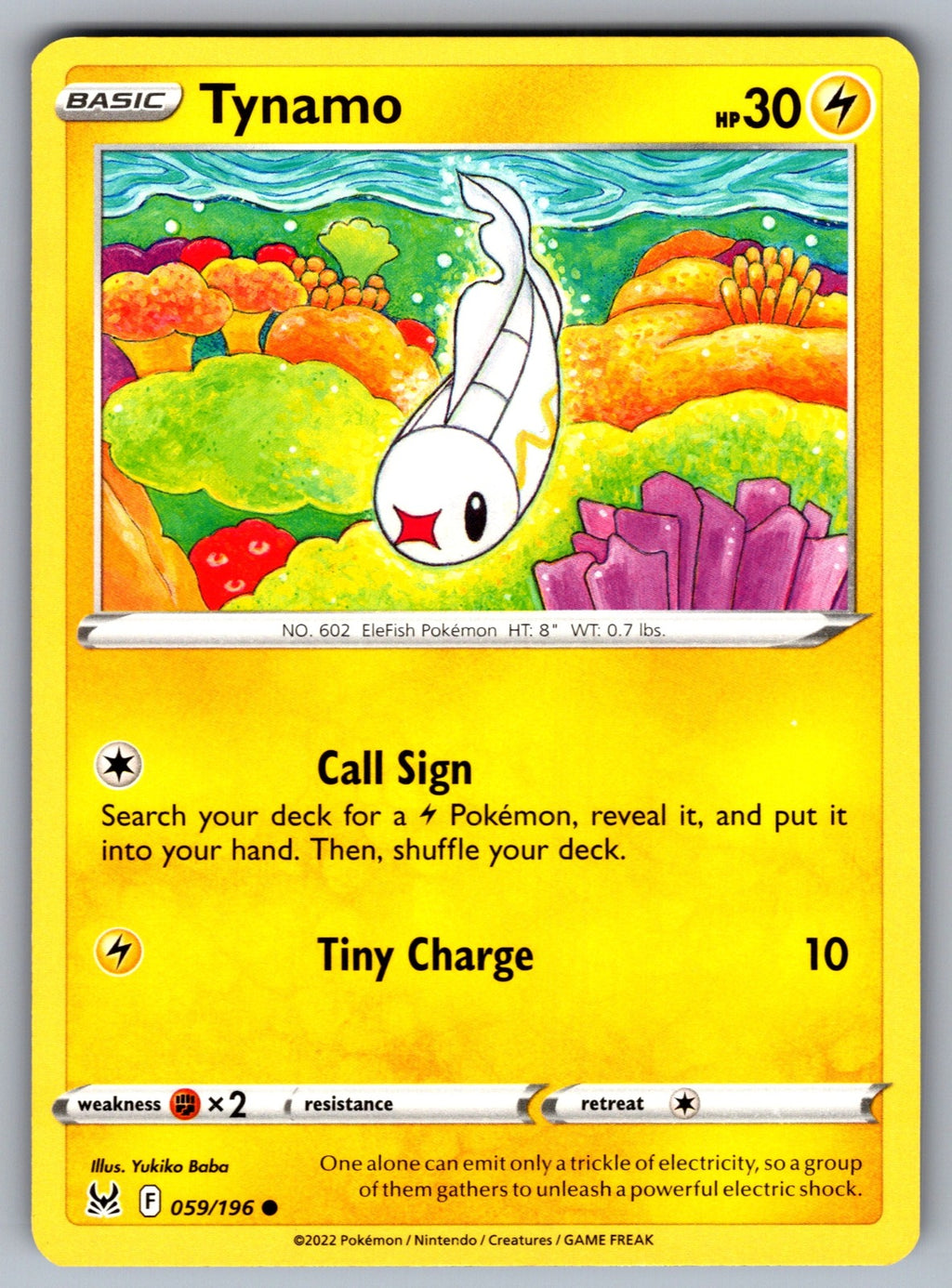 Tynamo Common SWSH11: Lost Origin 059/196 NM 2022