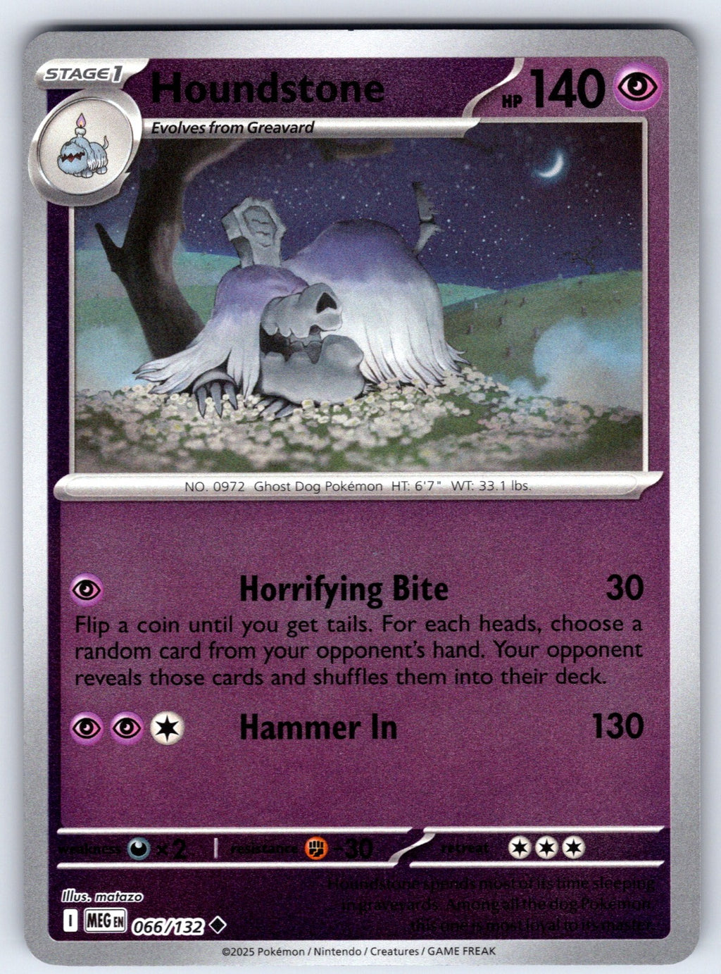 Houndstone Reverse Holo Uncommon ME01: Mega Evolution 066/132 NM 2025