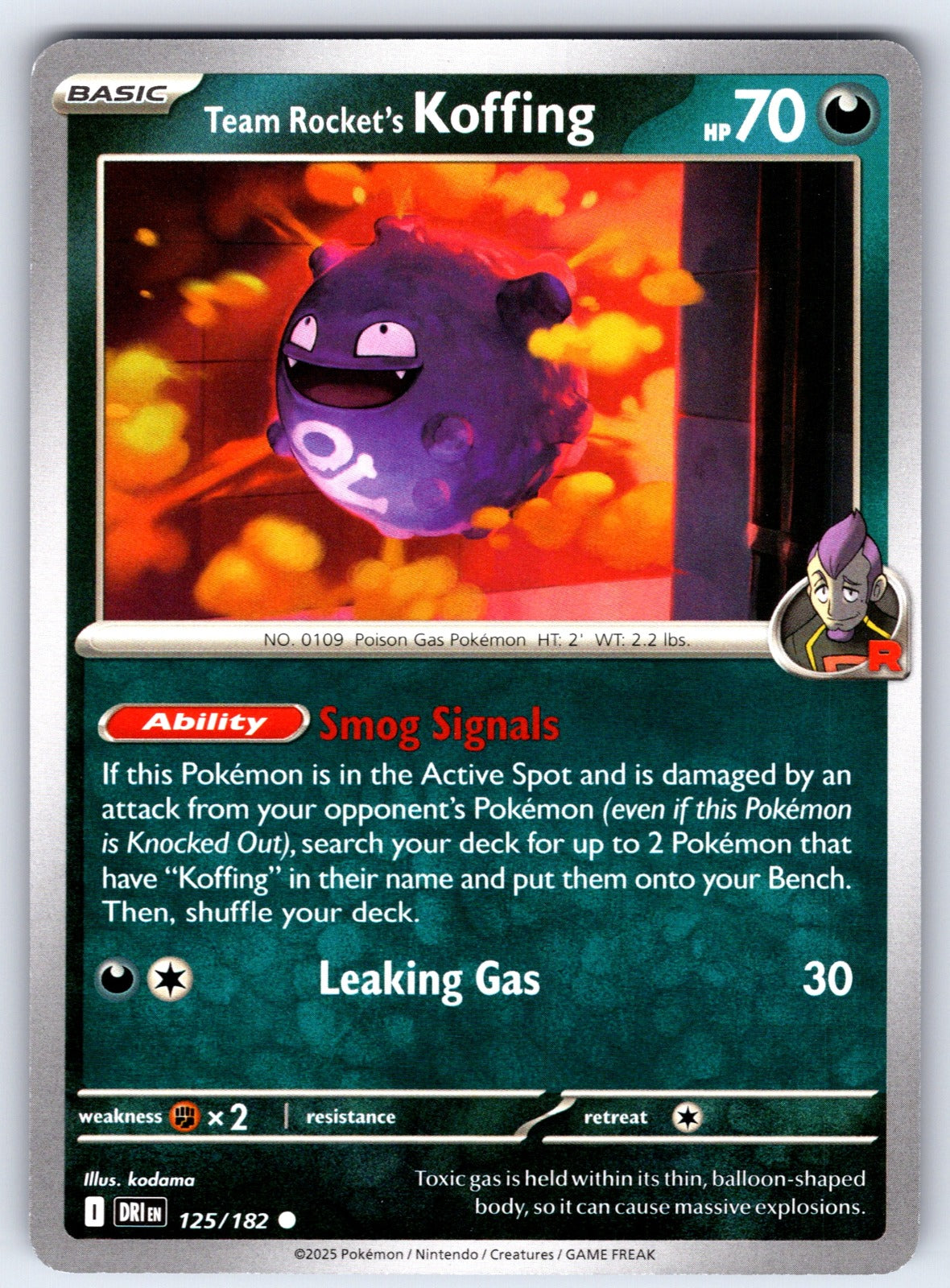 Team Rocket's Koffing Common SV10: Destined Rivals 125/182 NM 2025