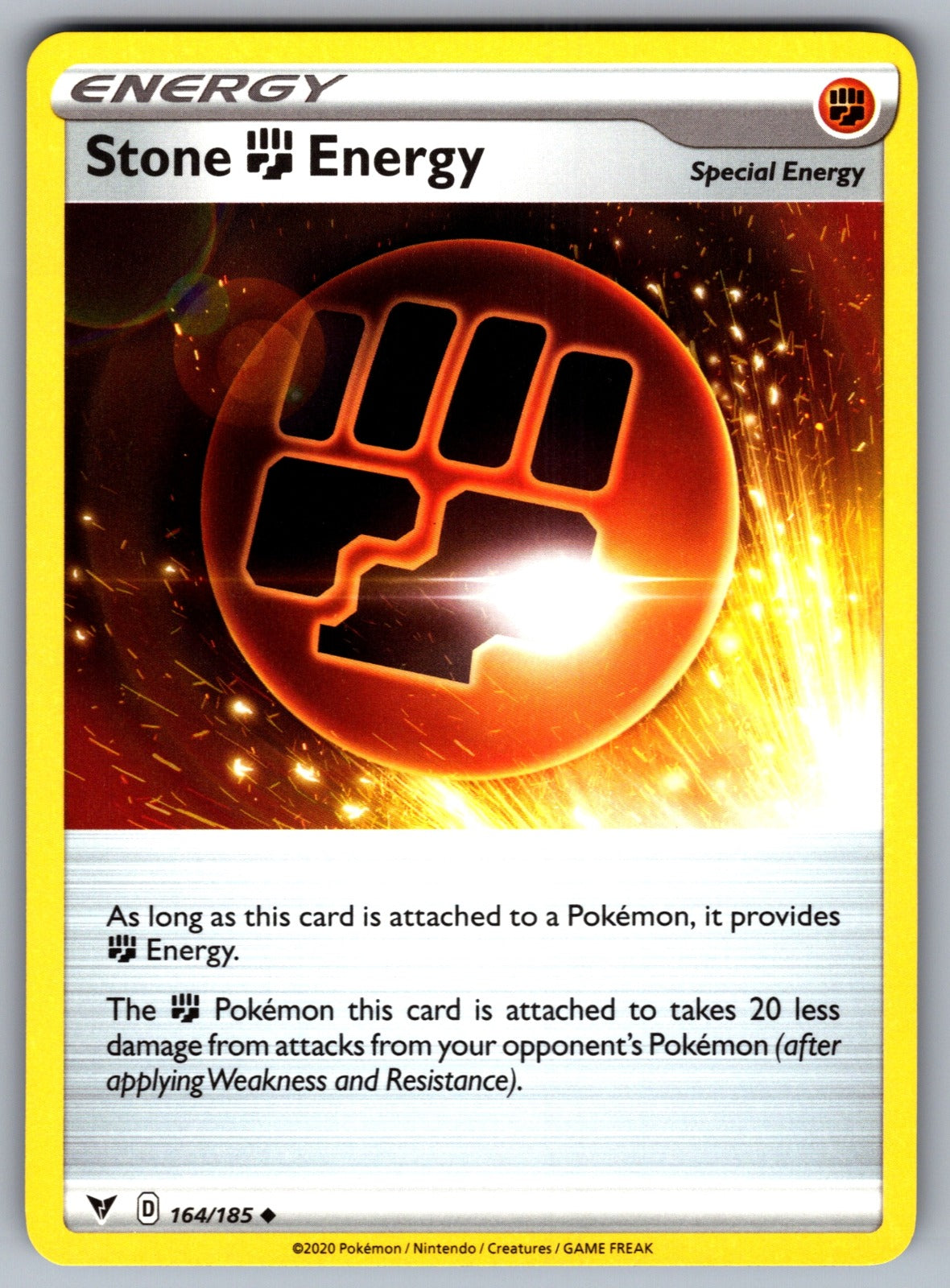 Stone Fighting Energy Uncommon SWSH04: Vivid Voltage 164/185 NM 2020