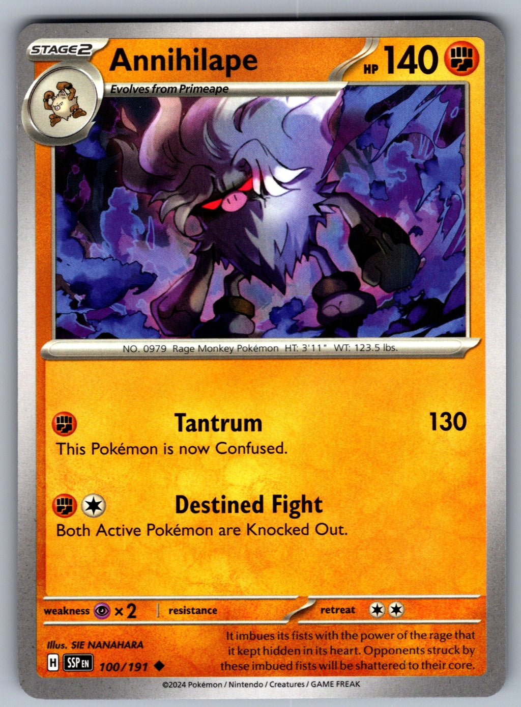 Annihilape Uncommon SV08: Surging Sparks 100/191 NM 2024