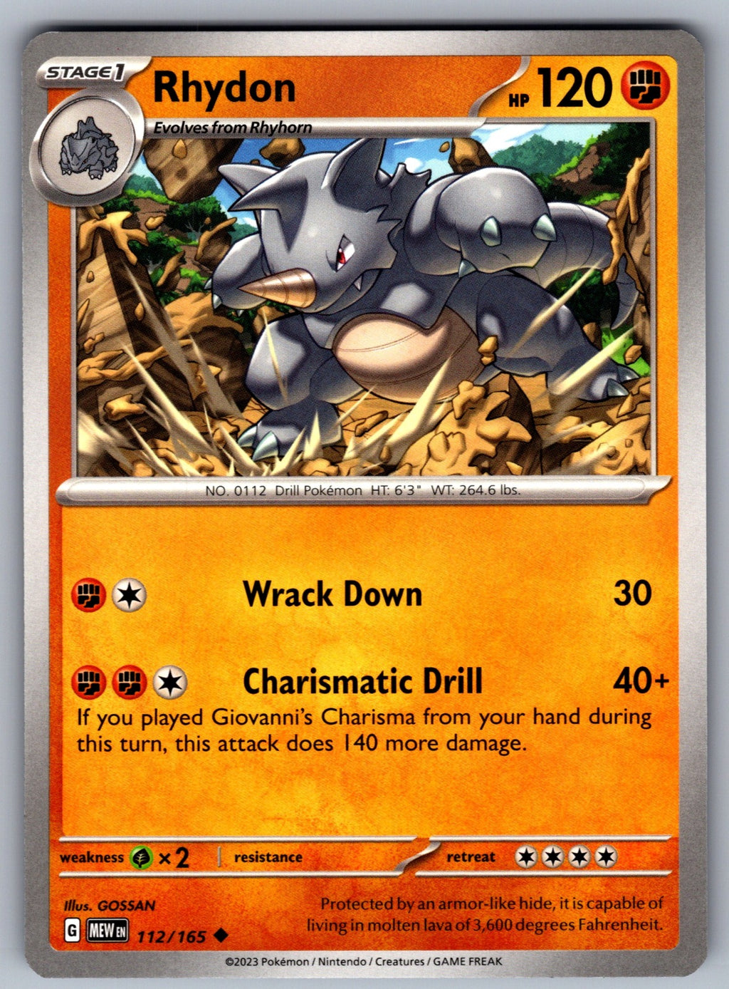Rhydon Uncommon SV: Scarlet & Violet 151 112/165 NM 2023