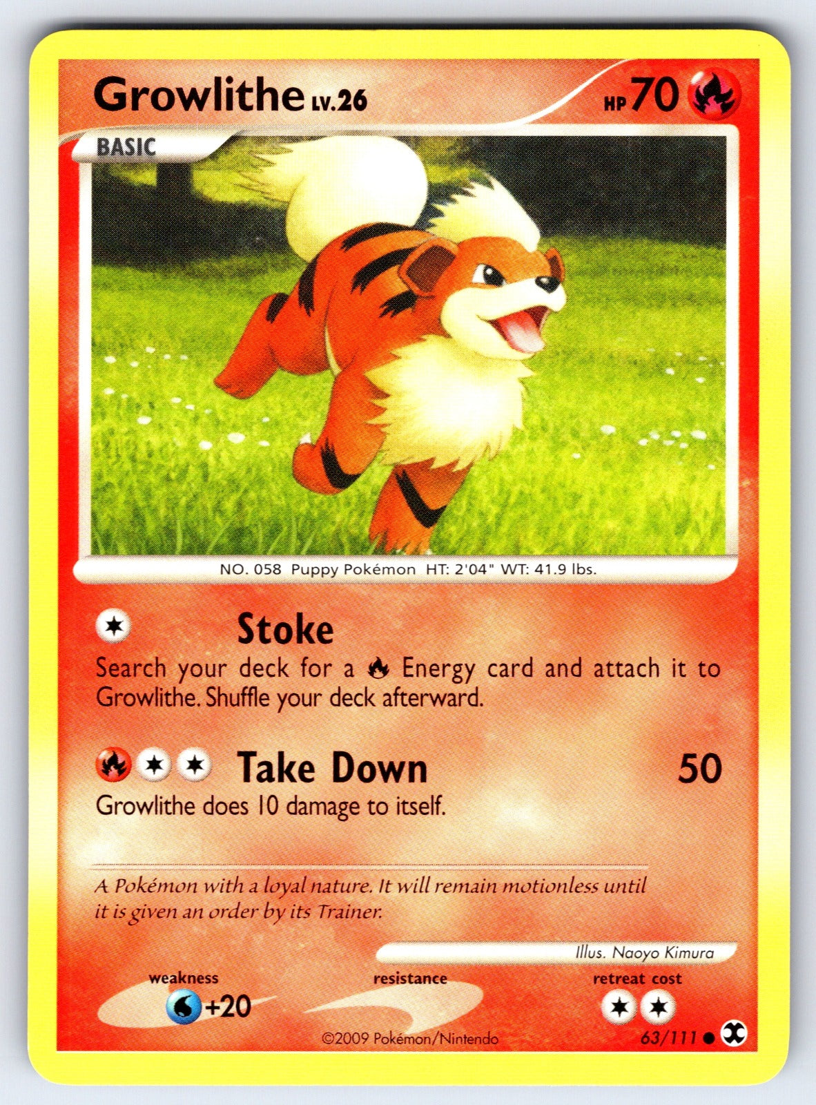 Growlithe Common Rising Rivals 63/111 LP 2009