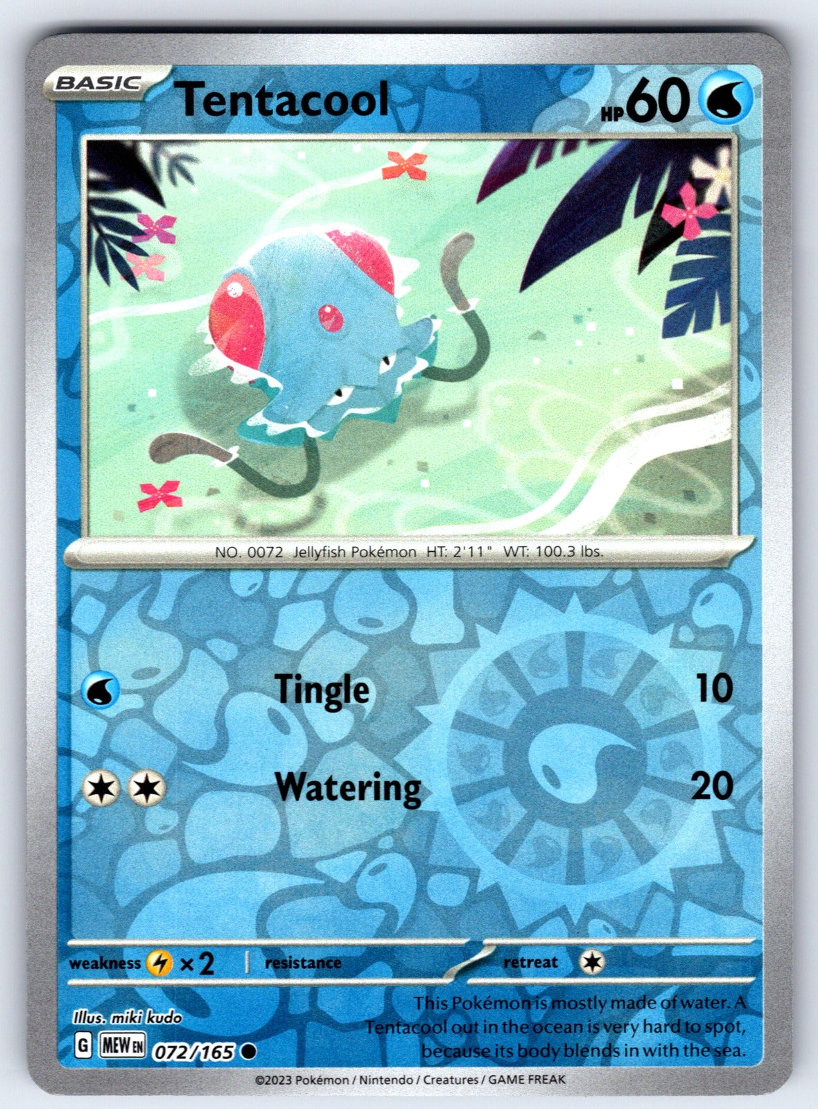 Tentacool Reverse Holo Common SV: Scarlet & Violet 151 072/165 NM 2023