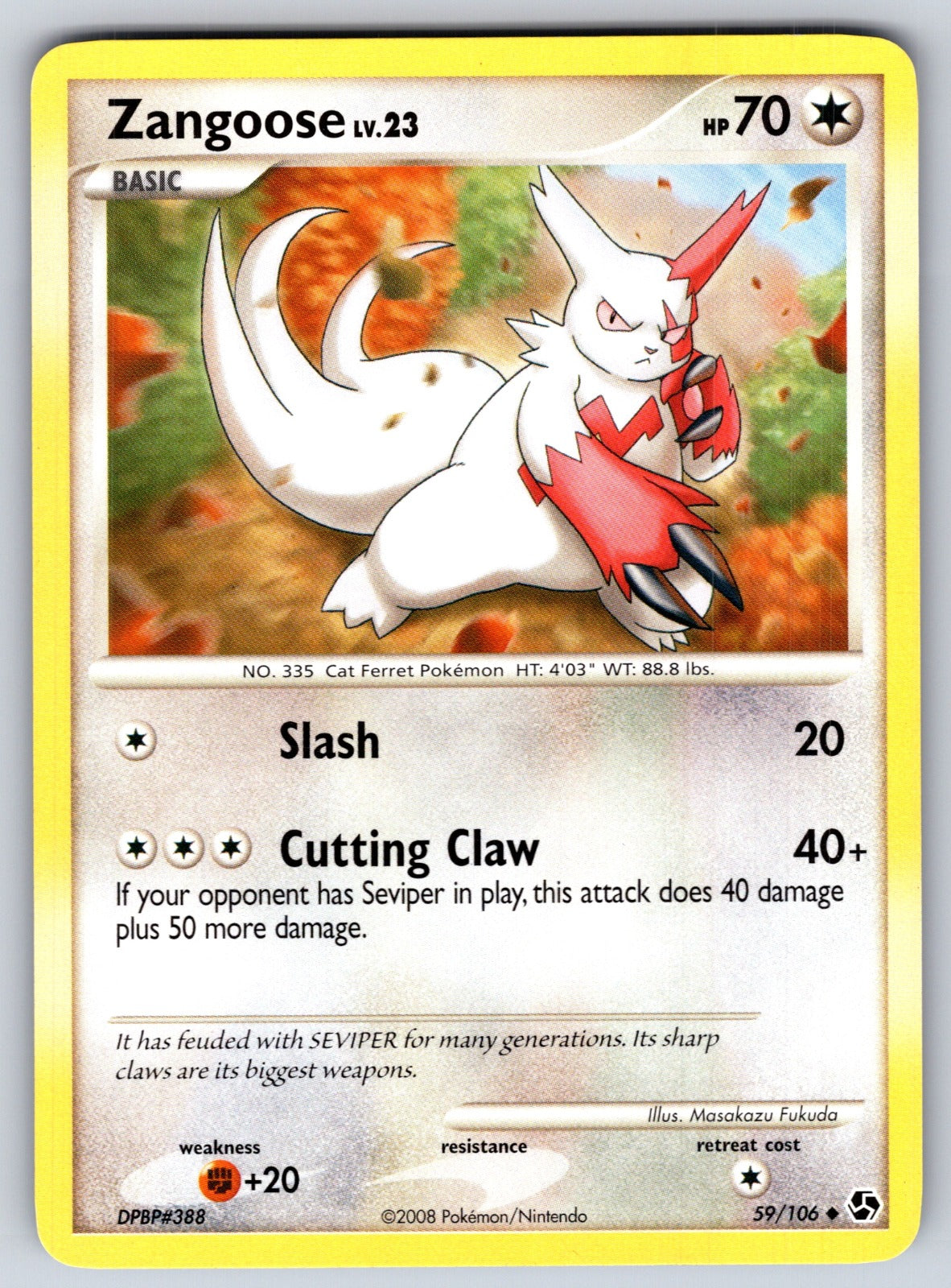 Zangoose Uncommon Great Encounters 59/106 LP 2008