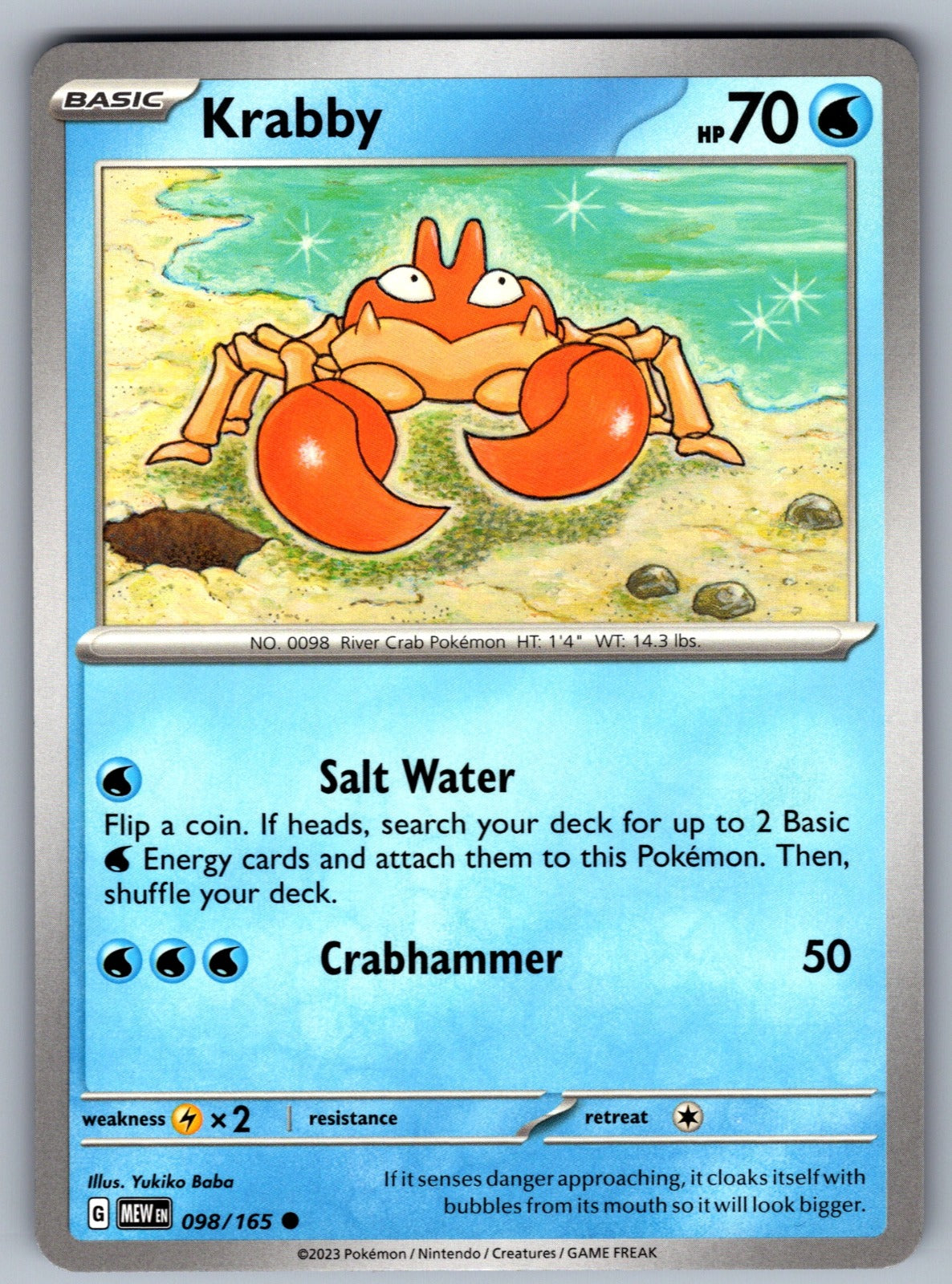 Krabby Common SV: Scarlet & Violet 151 098/165 NM 2023