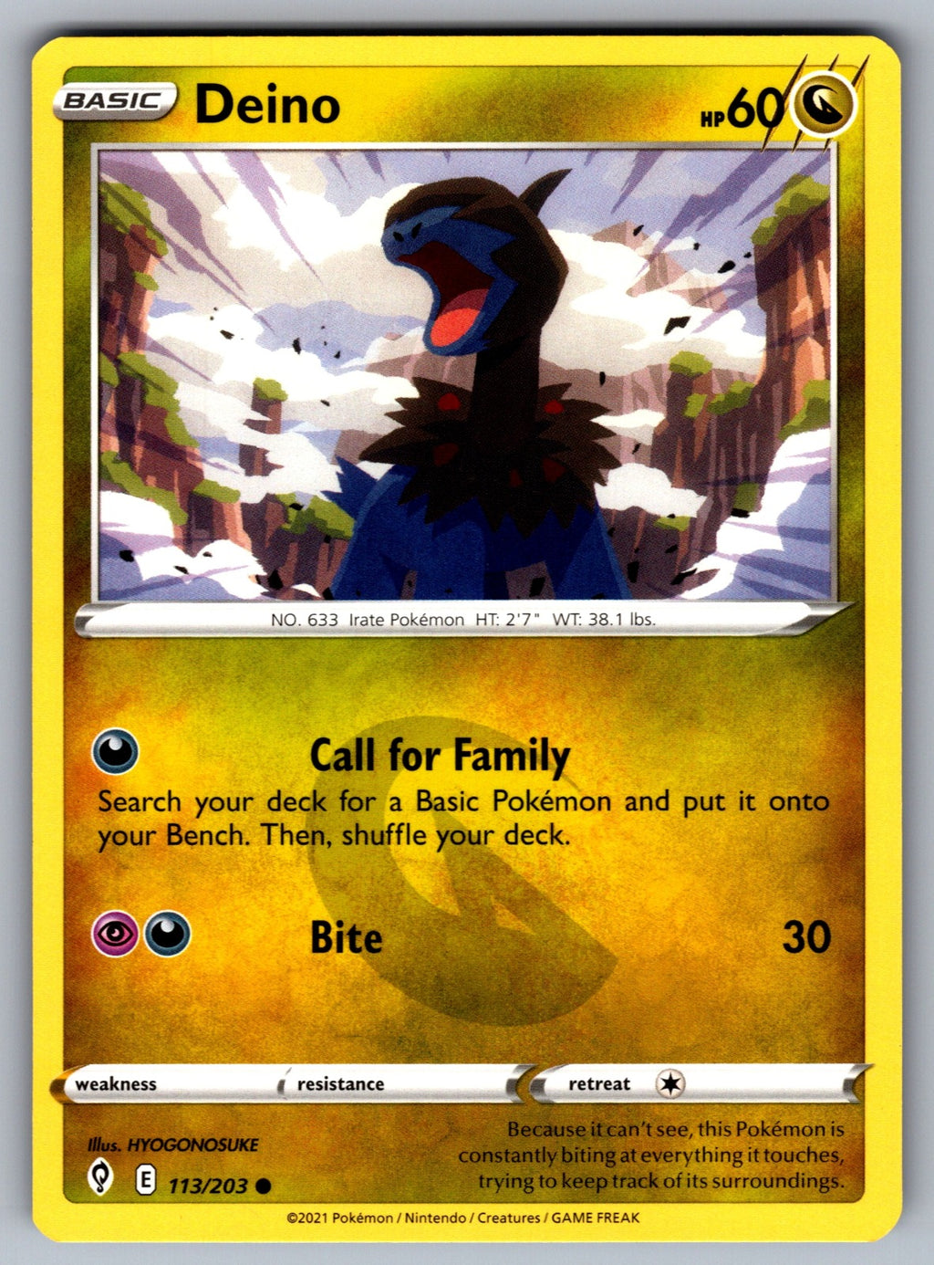 Deino Common SWSH07: Evolving Skies 113/203 NM 2021