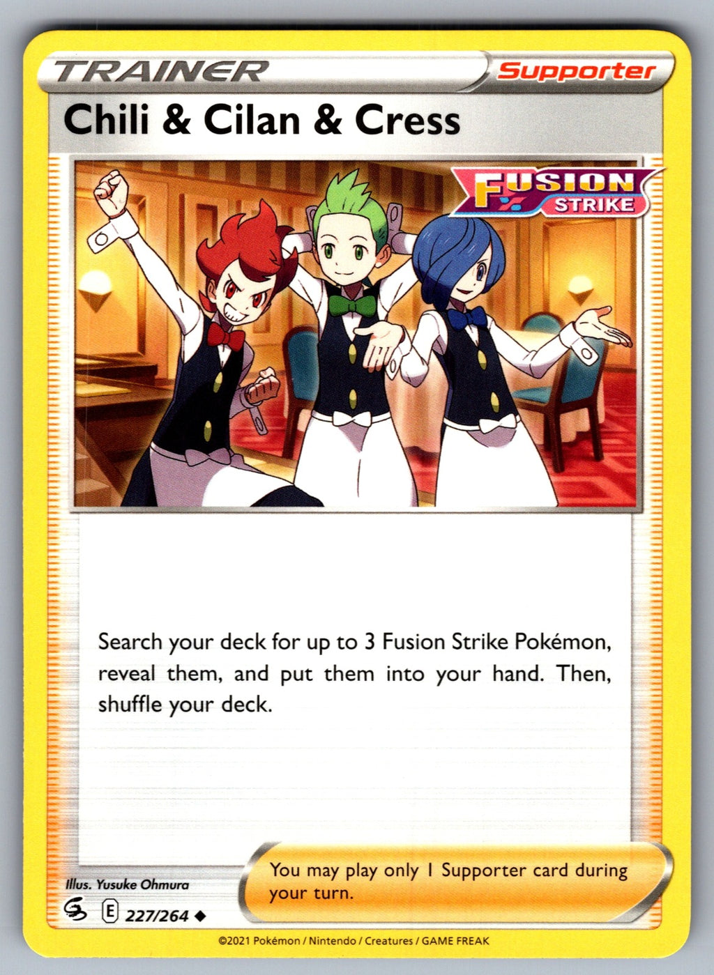 Chili & Cilan & Cress Uncommon SWSH08: Fusion Strike 227/264 NM 2021