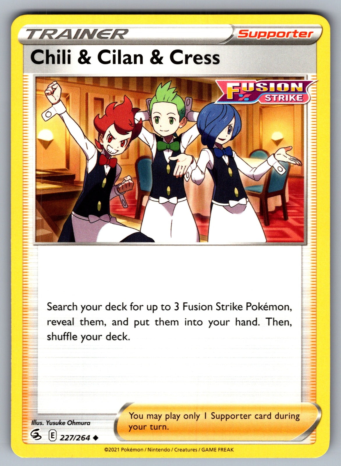 Chili & Cilan & Cress Uncommon SWSH08: Fusion Strike 227/264 NM 2021