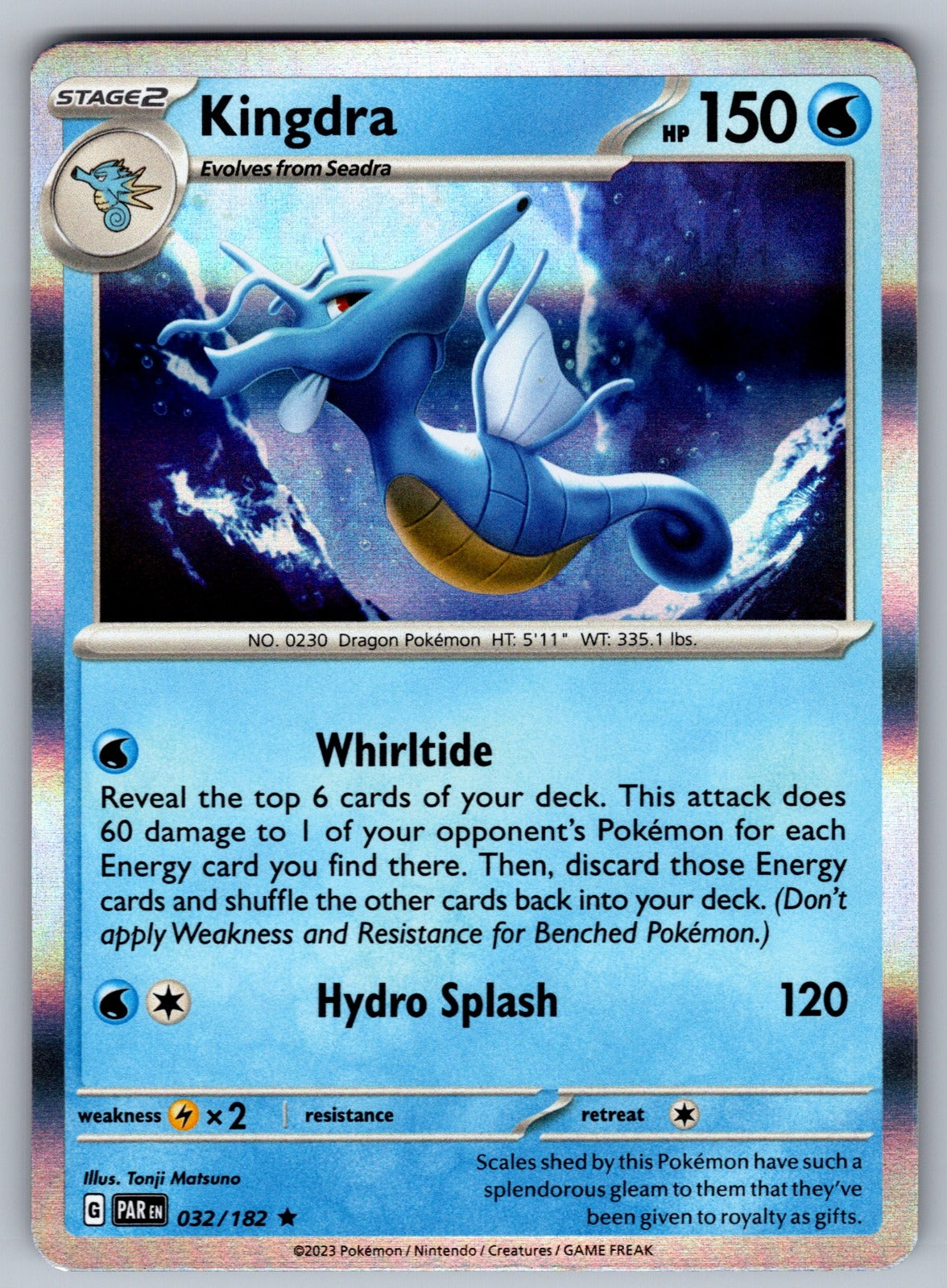 Kingdra Holo Rare SV04: Paradox Rift 032/182 NM 2023