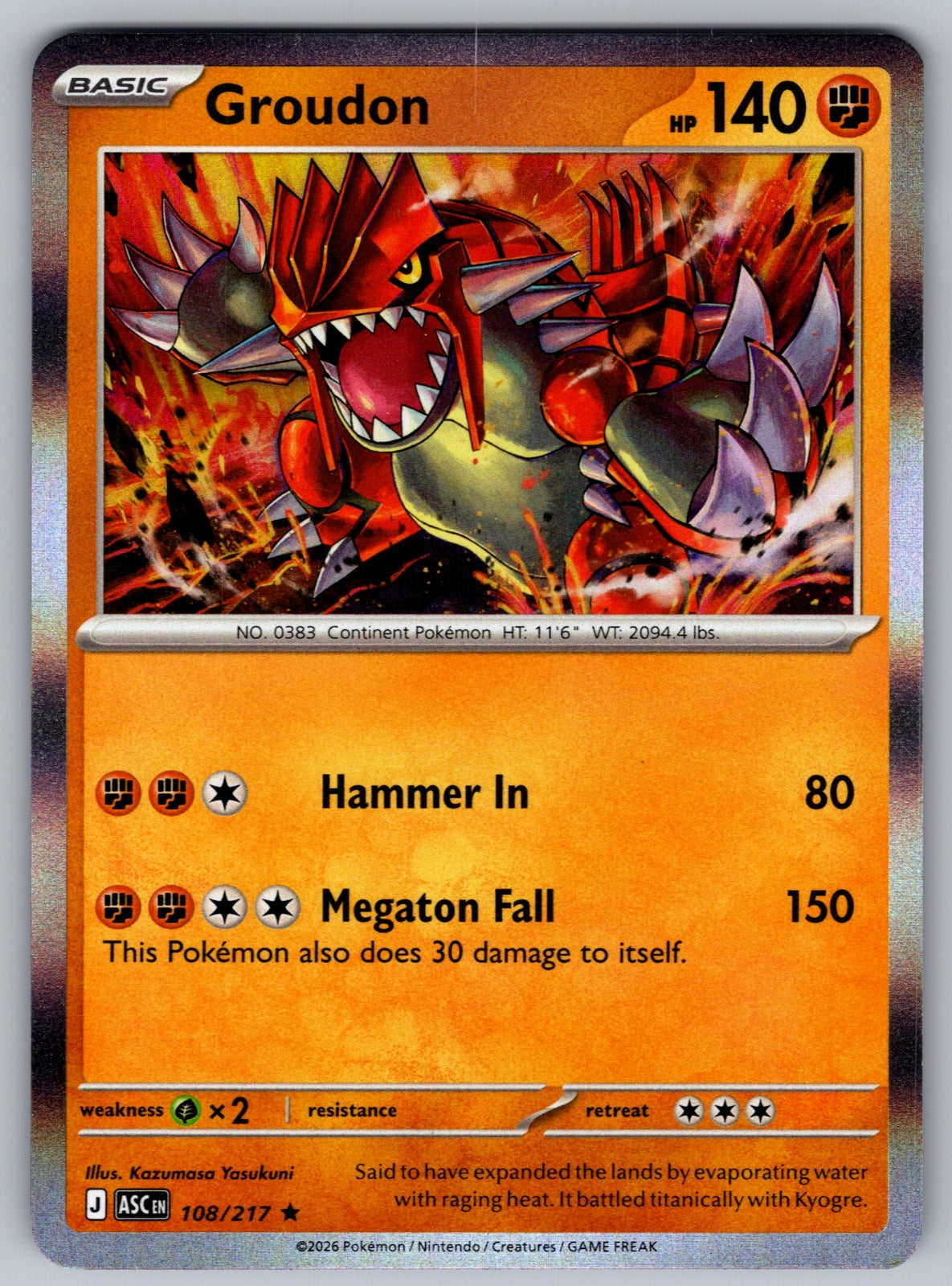 Groudon Holo Rare ME: Ascended Heroes 108/217 NM 2026