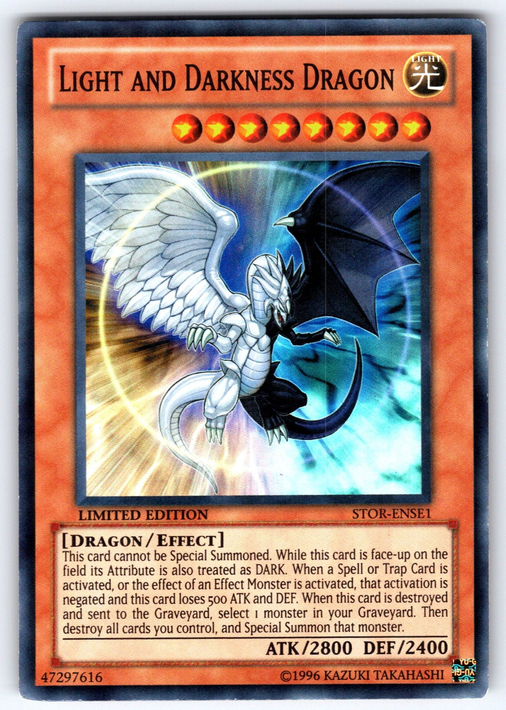 Light and Darkness Dragon Limited Super Rare Storm of Ragnarok STOR-ENSE1 NM 201