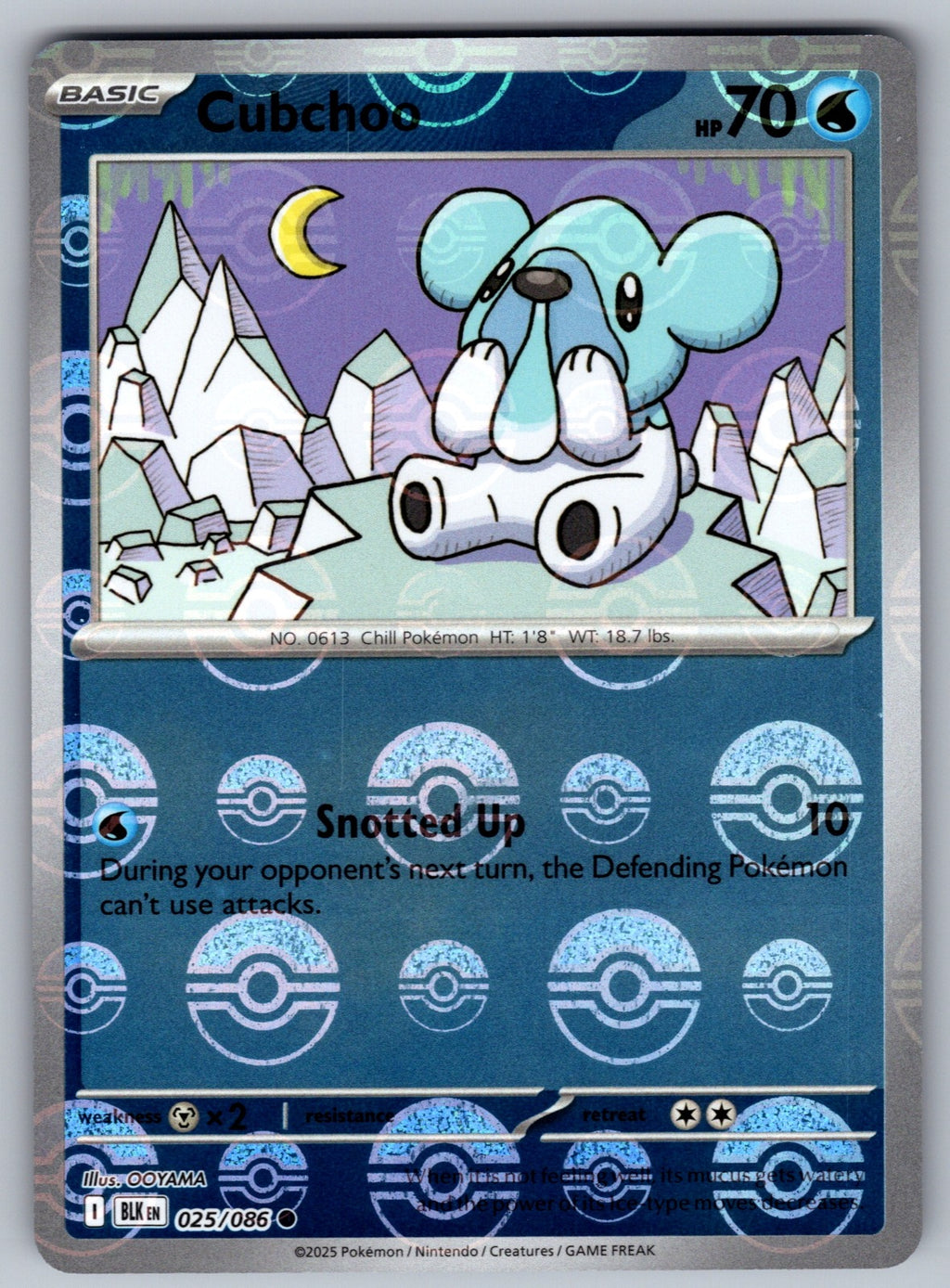 Cubchoo (Poke Ball Pattern) Holo Common SV: Black Bolt 025/086 NM 2025
