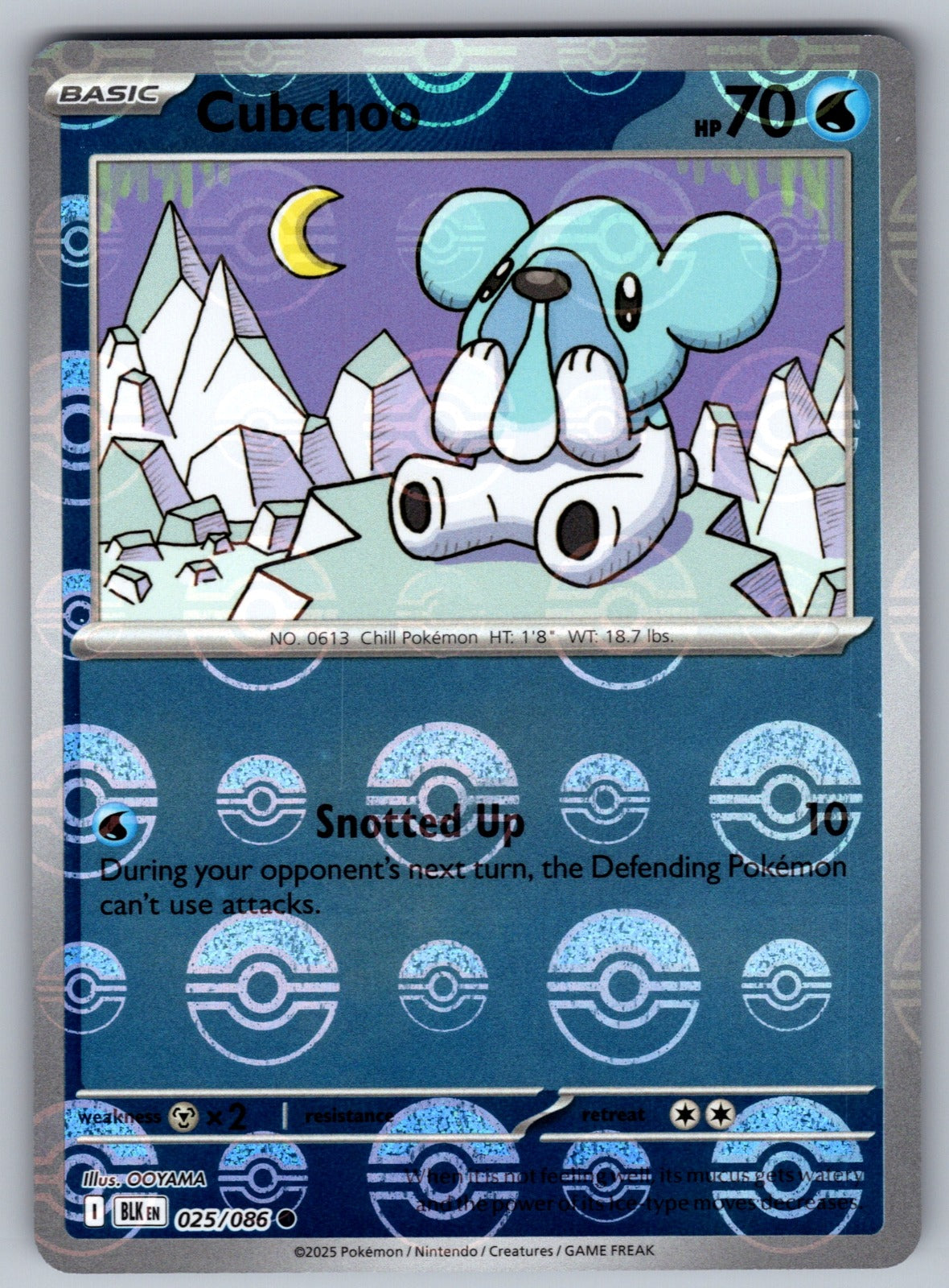Cubchoo (Poke Ball Pattern) Holo Common SV: Black Bolt 025/086 NM 2025
