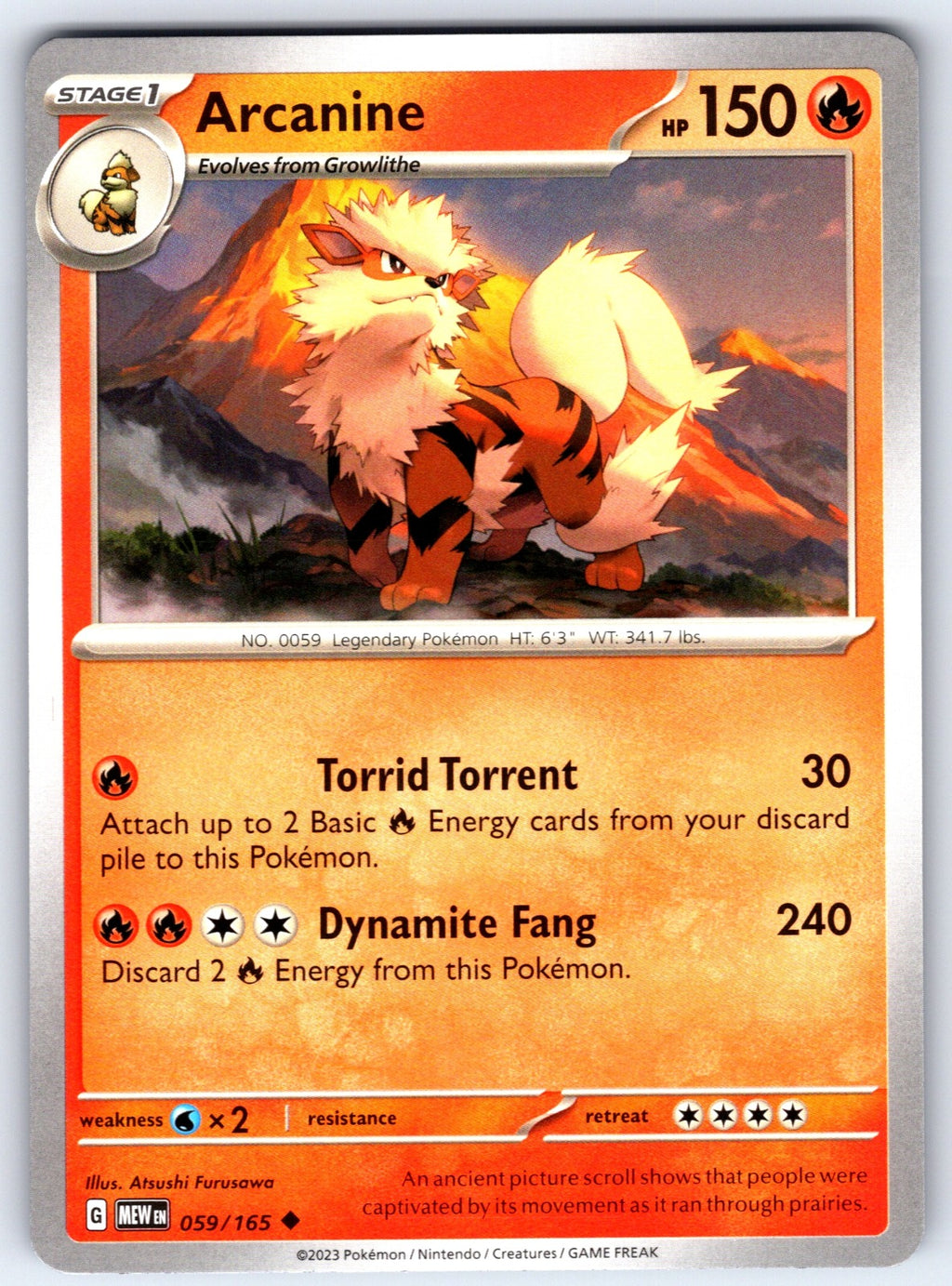 Arcanine Uncommon SV: Scarlet & Violet 151 059/165 NM 2023