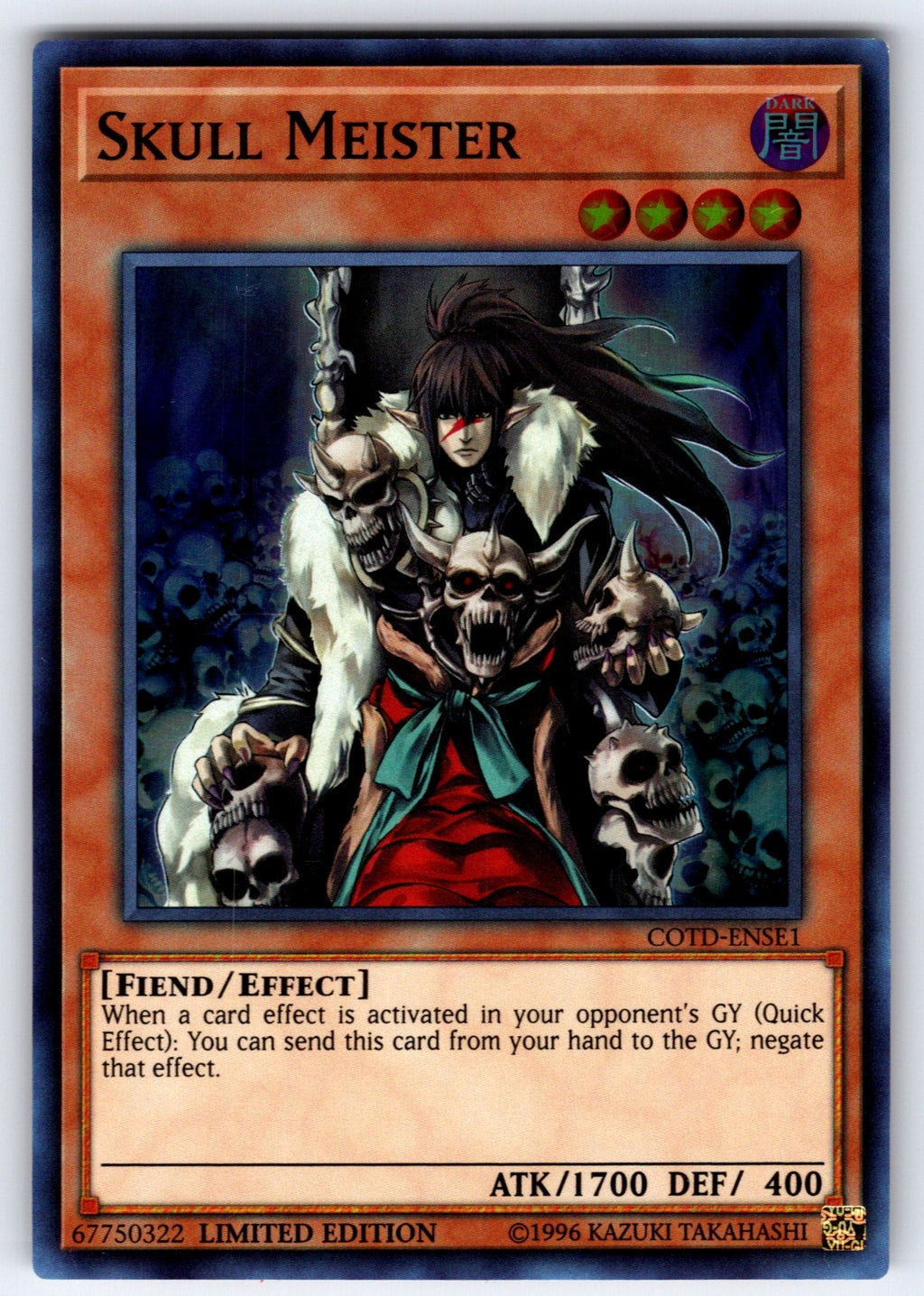 Skull Meister Limited Super Rare Code of the Duelist COTD-ENSE1 NM 2017