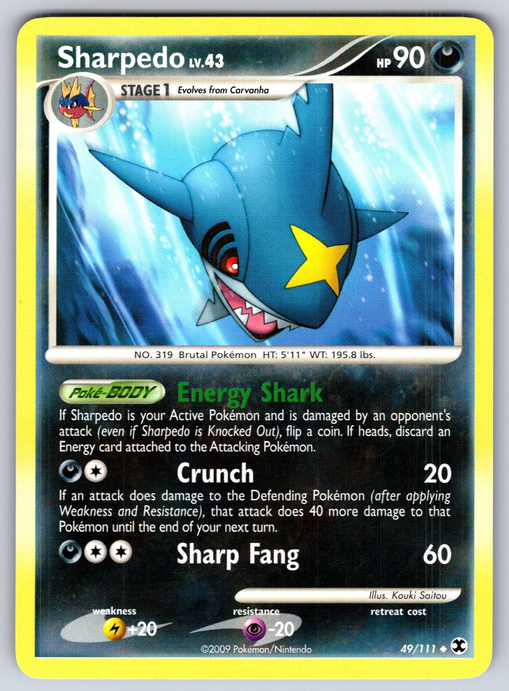 Sharpedo Uncommon Rising Rivals 49/111 LP 2009