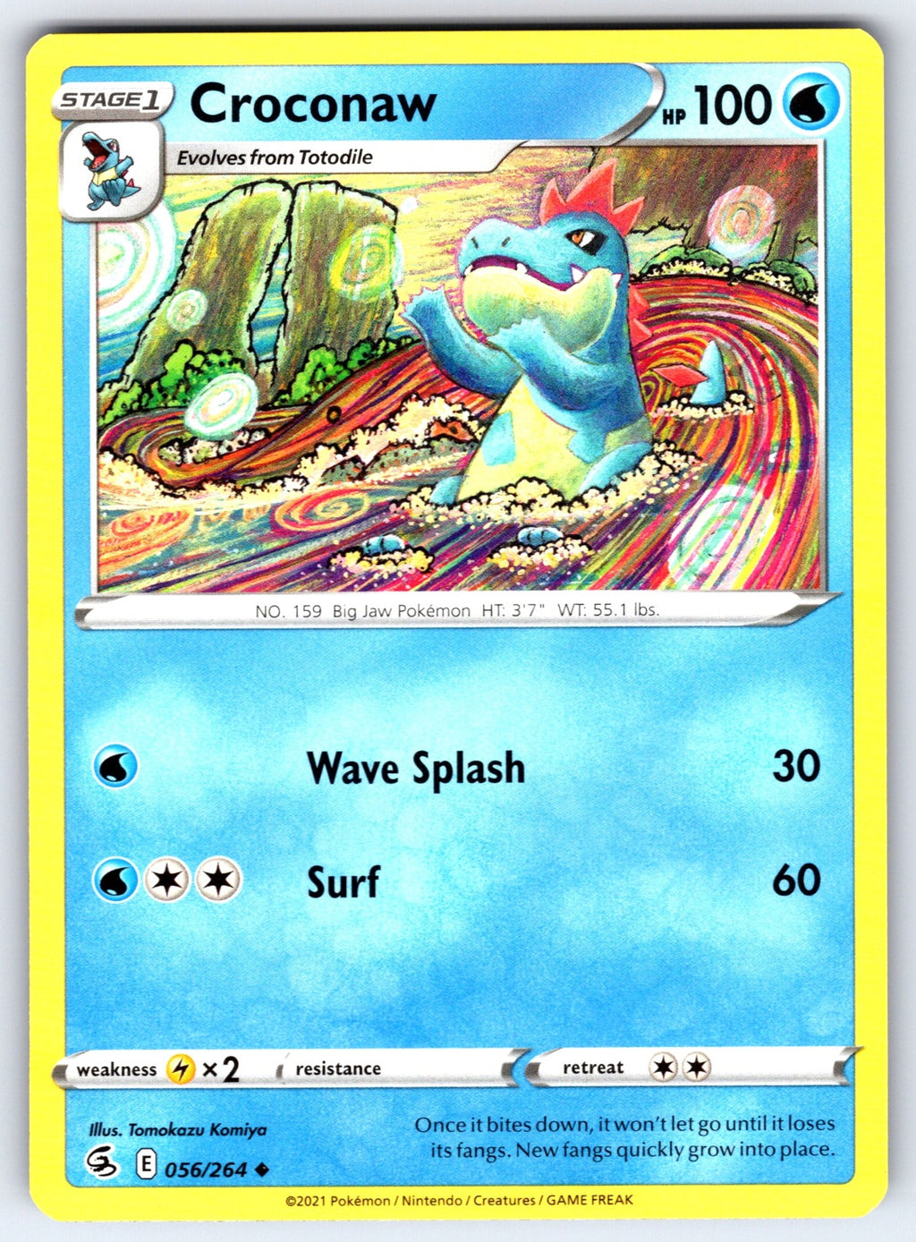 Croconaw Uncommon SWSH08: Fusion Strike 056/264 NM 2021