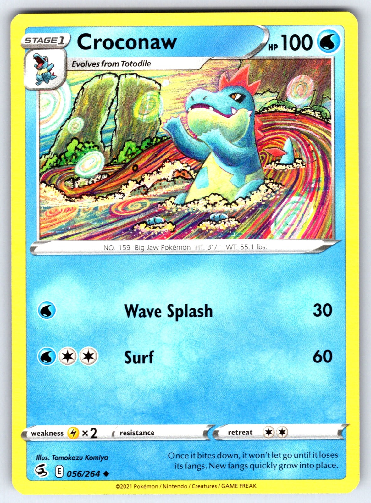 Croconaw Uncommon SWSH08: Fusion Strike 056/264 NM 2021