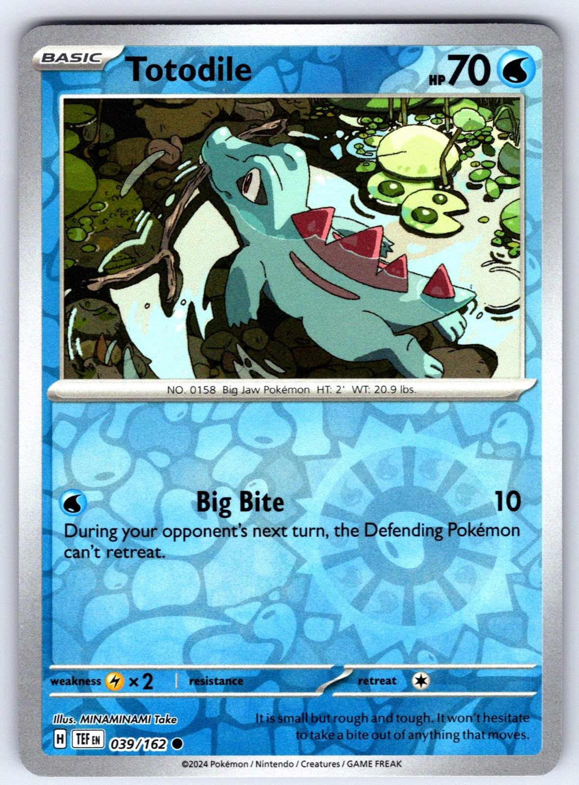 Totodile Reverse Holo Common SV05: Temporal Forces 039/162 NM 2024