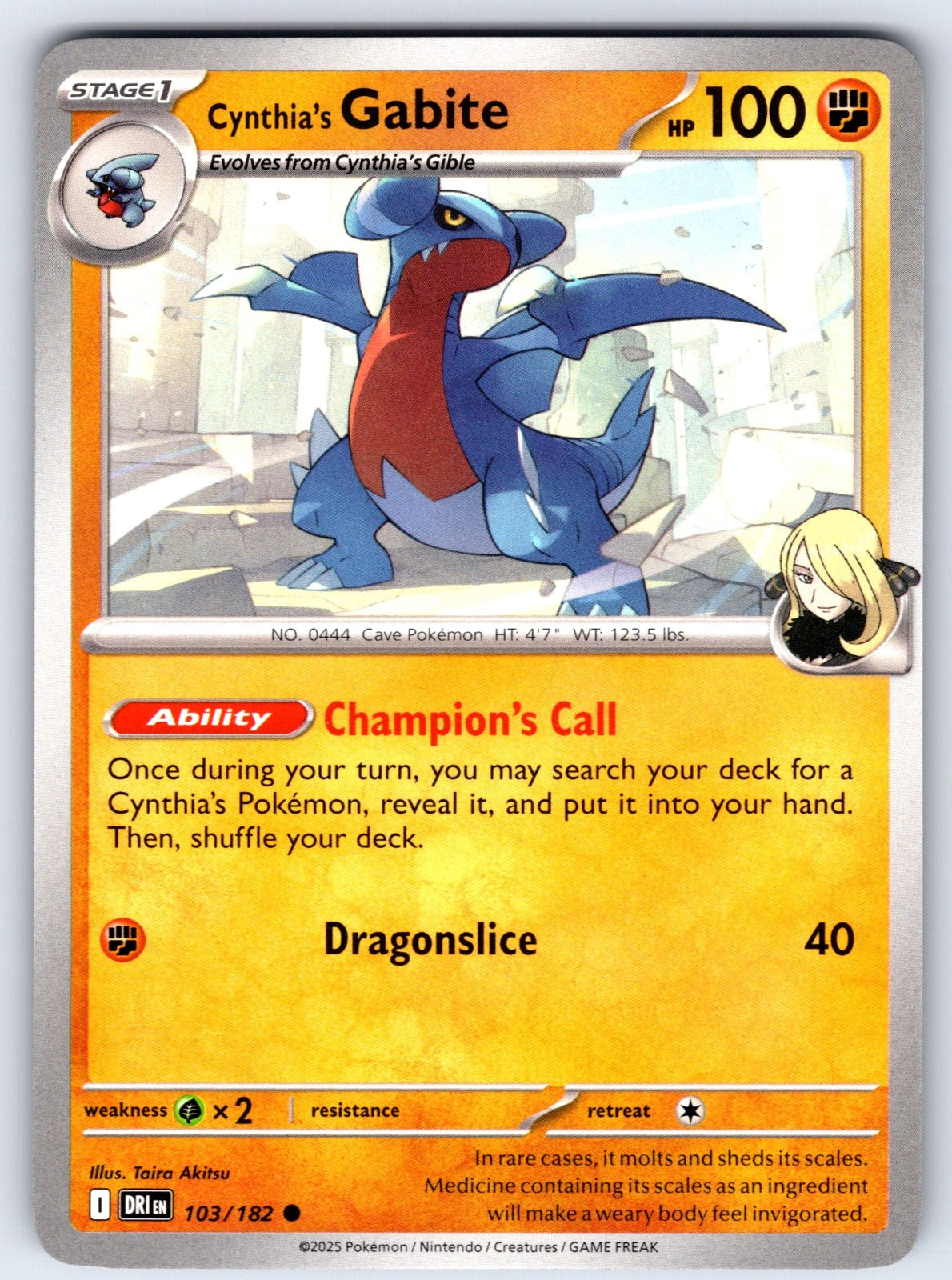 Cynthia's Gabite Common SV10: Destined Rivals 103/182 LP 2025