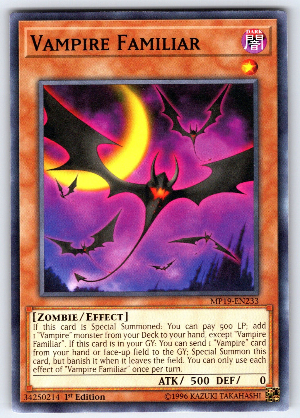 Vampire Familiar Unlimited Common 2019 Gold Sarcophagus Tin Mega Pack MP19-EN233