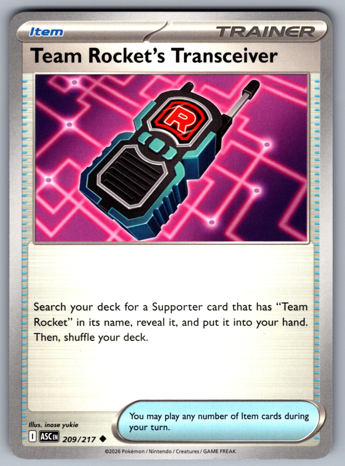 Team Rocket's Transceiver Uncommon ME: Ascended Heroes 209/217 NM 2026