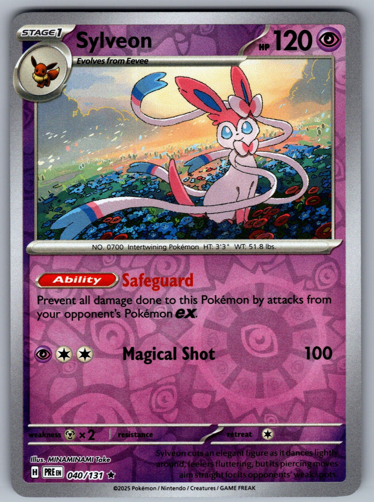 Sylveon Reverse Holo Rare SV: Prismatic Evolutions 040/131 NM 2025