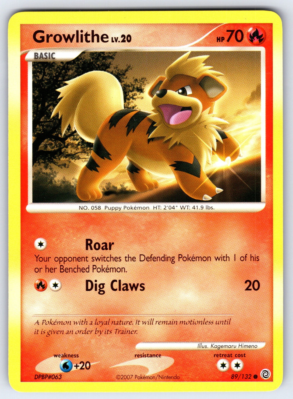 Growlithe Common Secret Wonders 89/132 LP 2007