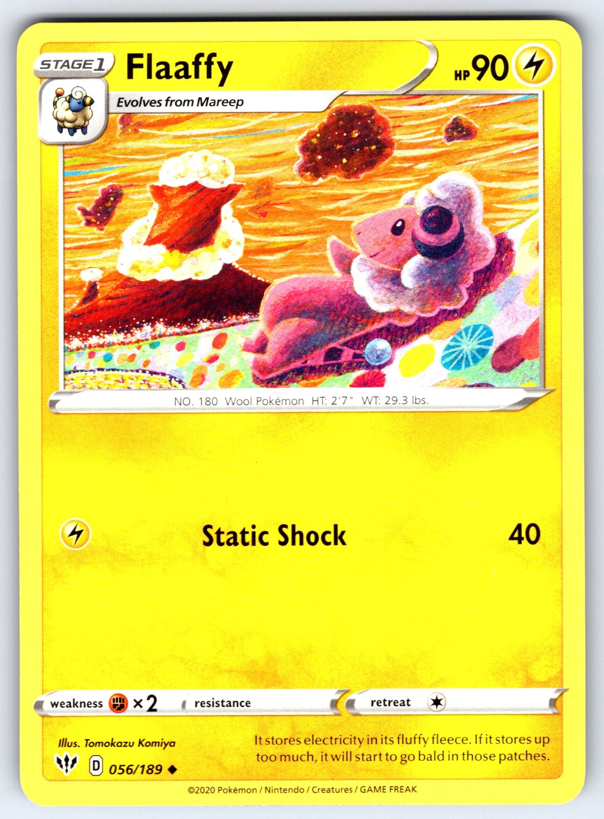 Flaaffy Uncommon SWSH03: Darkness Ablaze 056/189 NM 2020