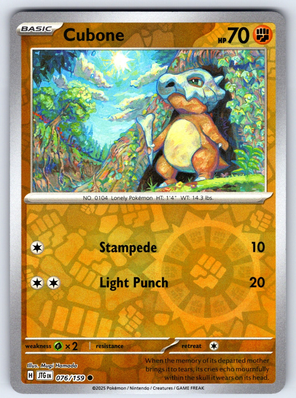 Cubone Reverse Holo Common SV09: Journey Together 076/159 NM 2025
