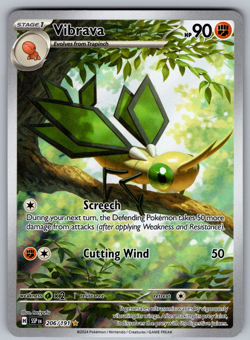 Vibrava Holo Illustration Rare SV08: Surging Sparks 206/191 NM 2024